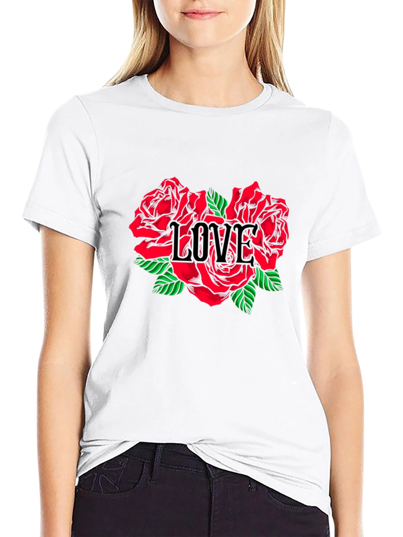 Black Love Roses Black T-Shirt view 9