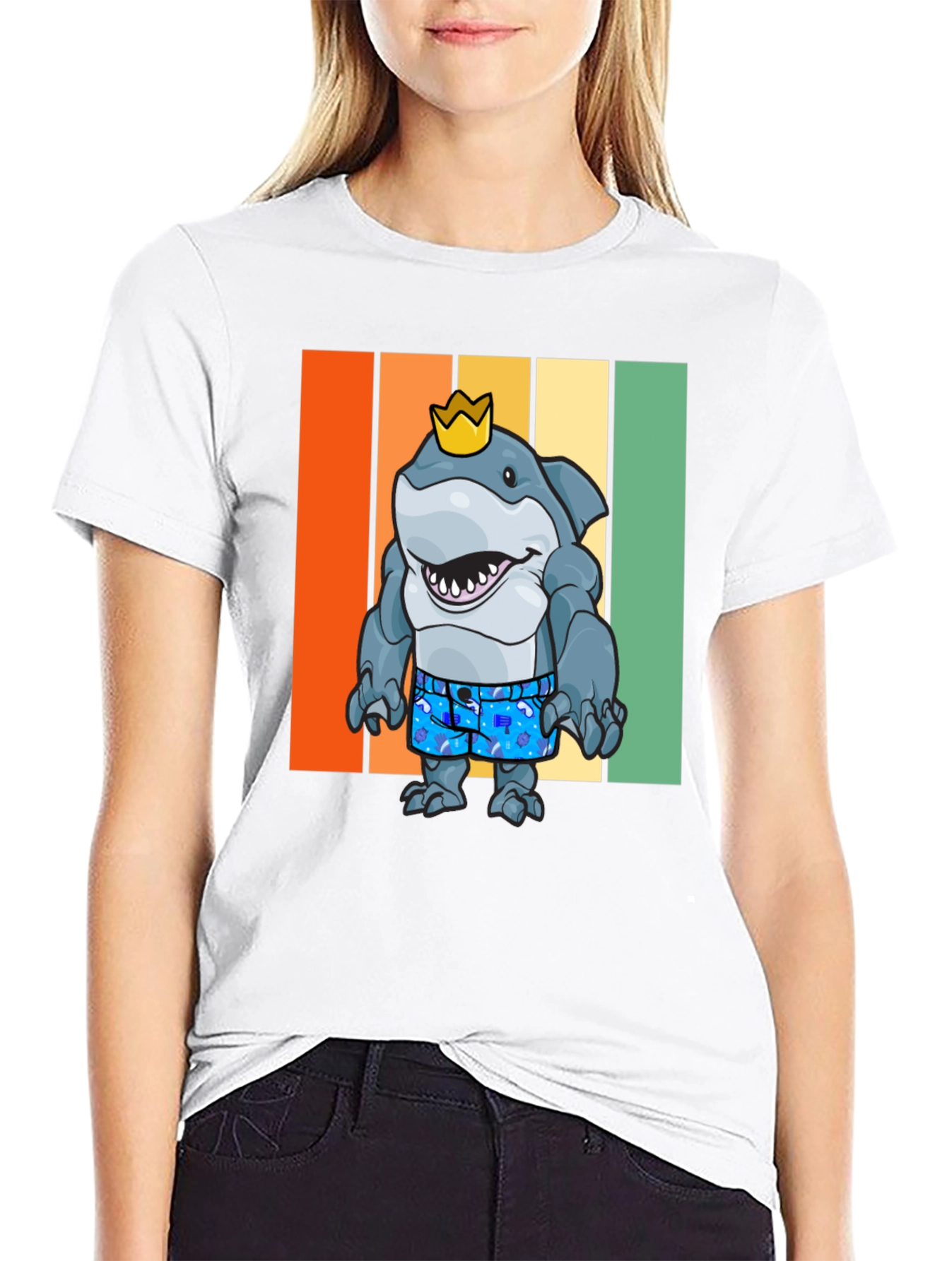 Black Shark King Graphic T-Shirt - Retro Style view 9