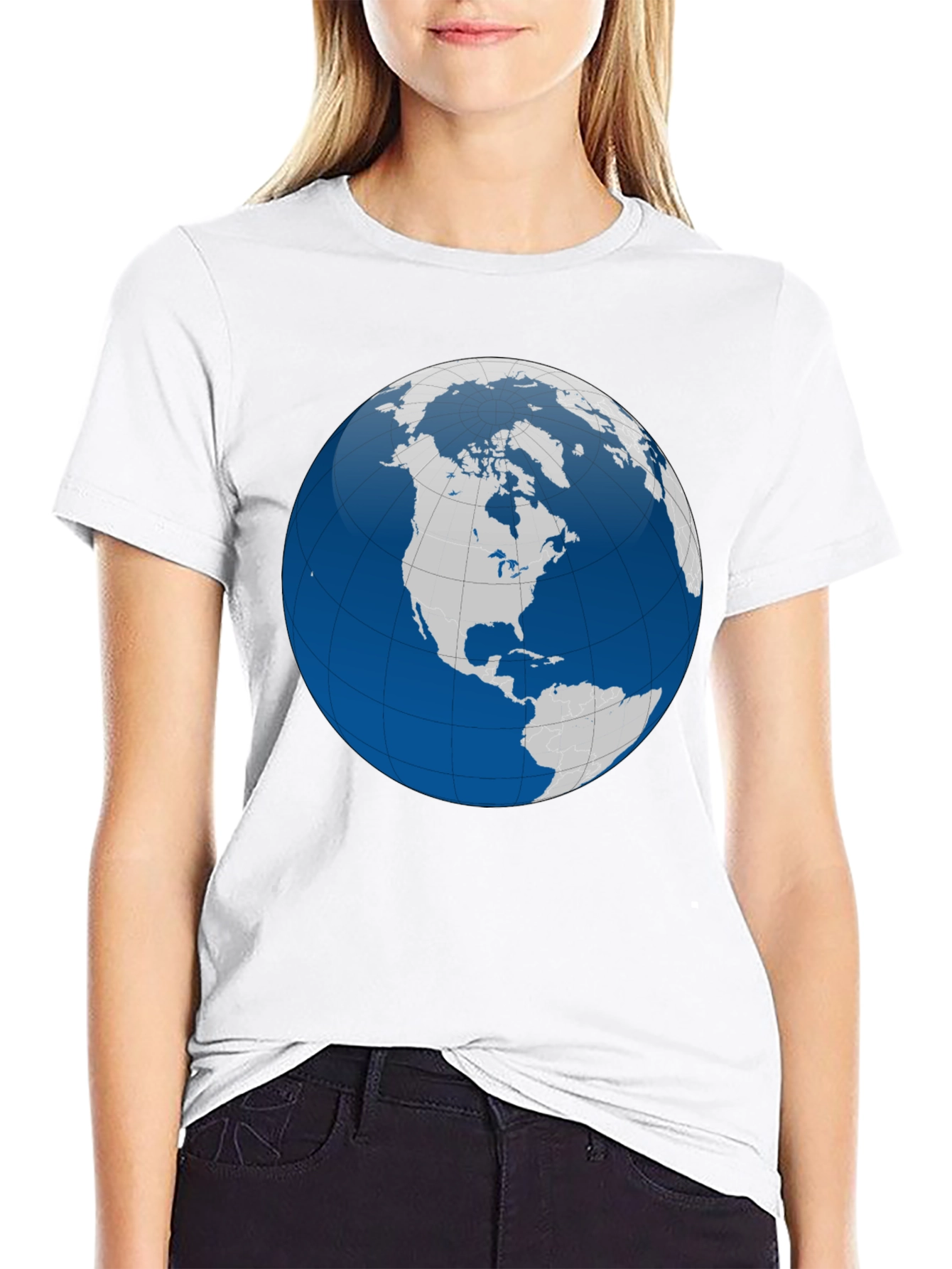 Black Globe Graphic T-Shirt - Black Cotton Tee view 9