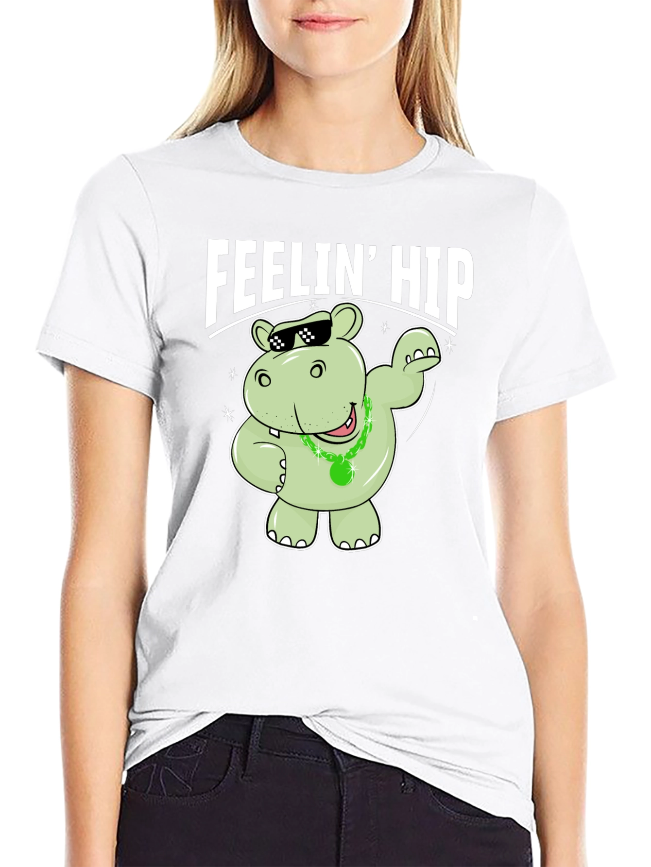 Black Feelin' Hip Hippo T-Shirt - Black view 9