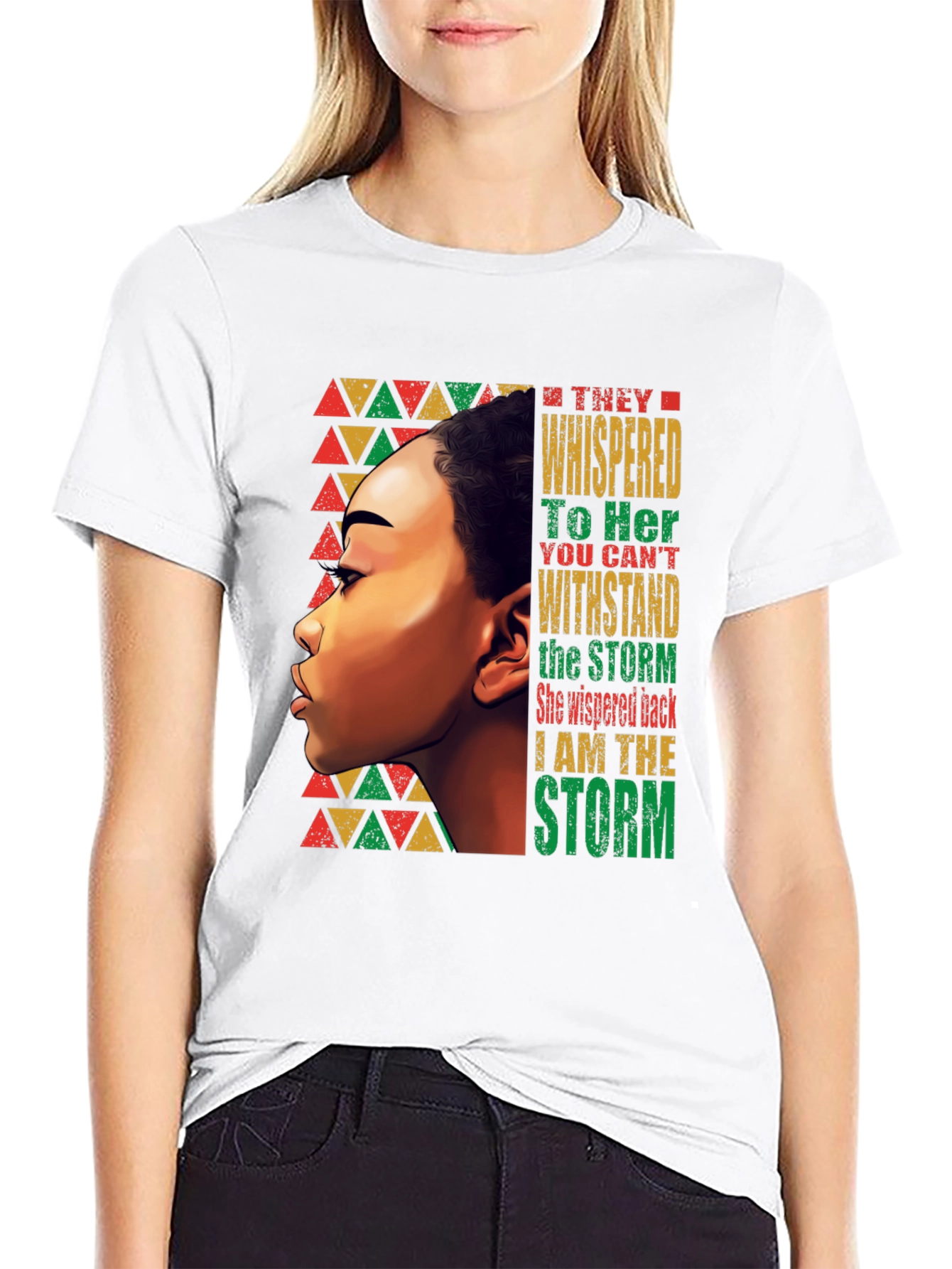 Black Empowered Woman T-Shirt: "I Am The Storm" view 9