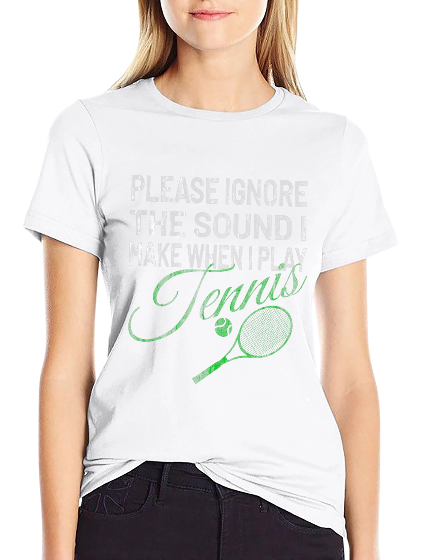 Black Funny Tennis T-Shirt - Ignore the Sound view 9