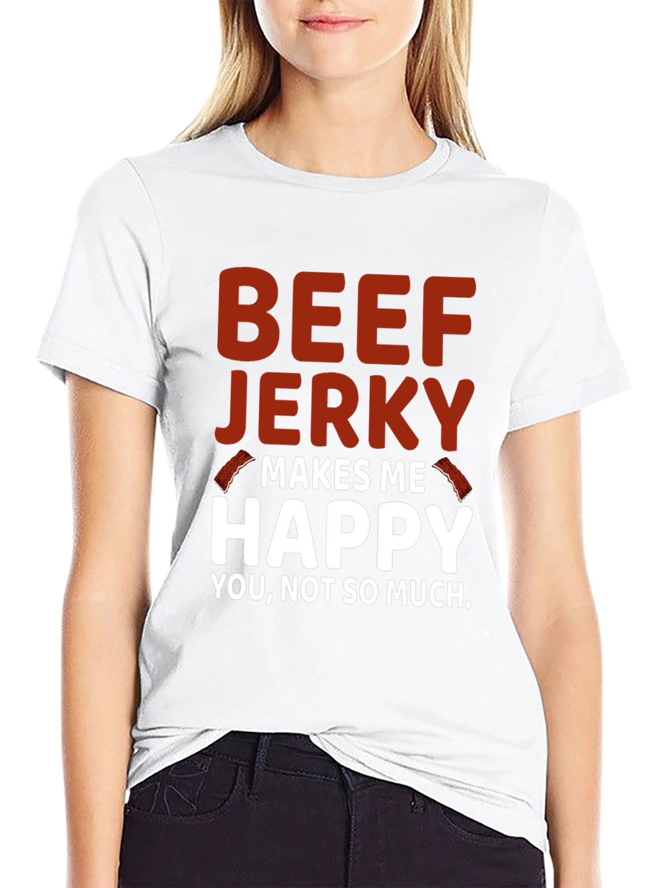 Black Beef Jerky Makes Me Happy Graphic Tee view 9