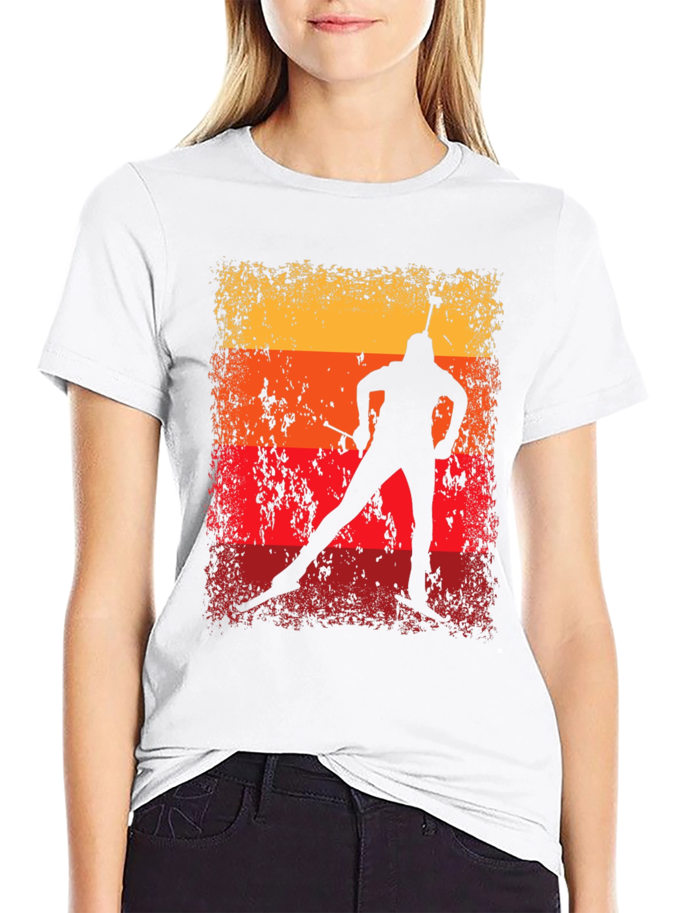 Black Vintage Biathlon T-Shirt - Retro Athlete Design view 9