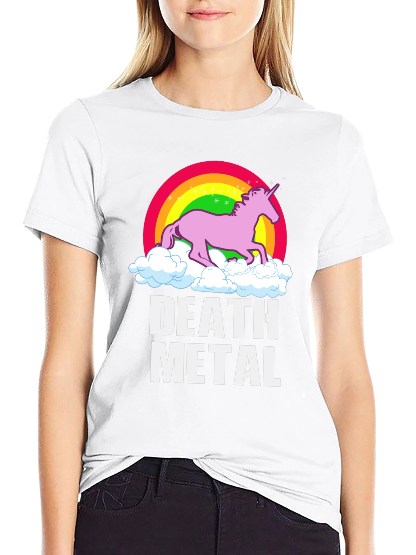 Black Death Metal Unicorn T-Shirt view 9