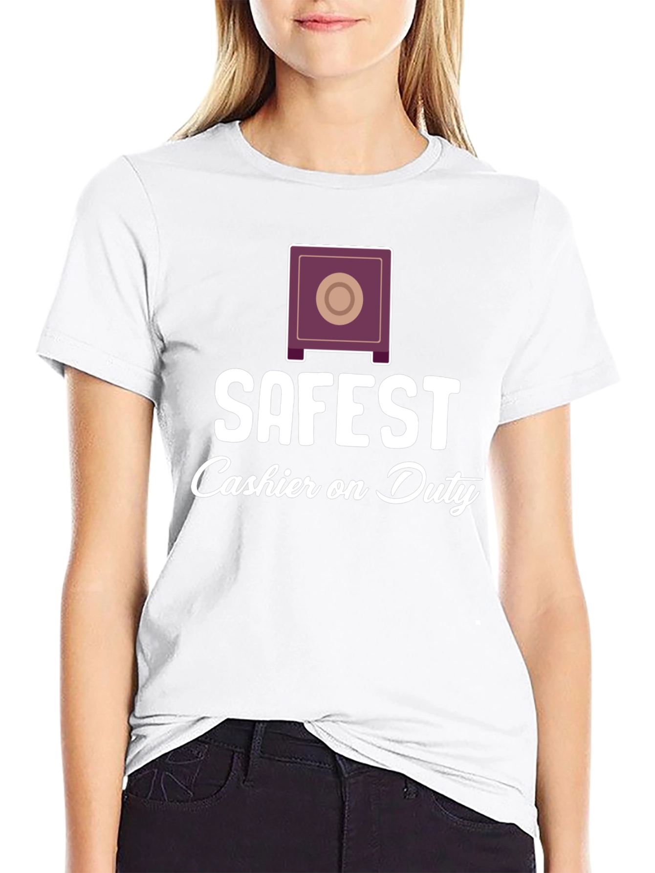 Black Safest Cashier On Duty Graphic Tee - Unique Design view 9