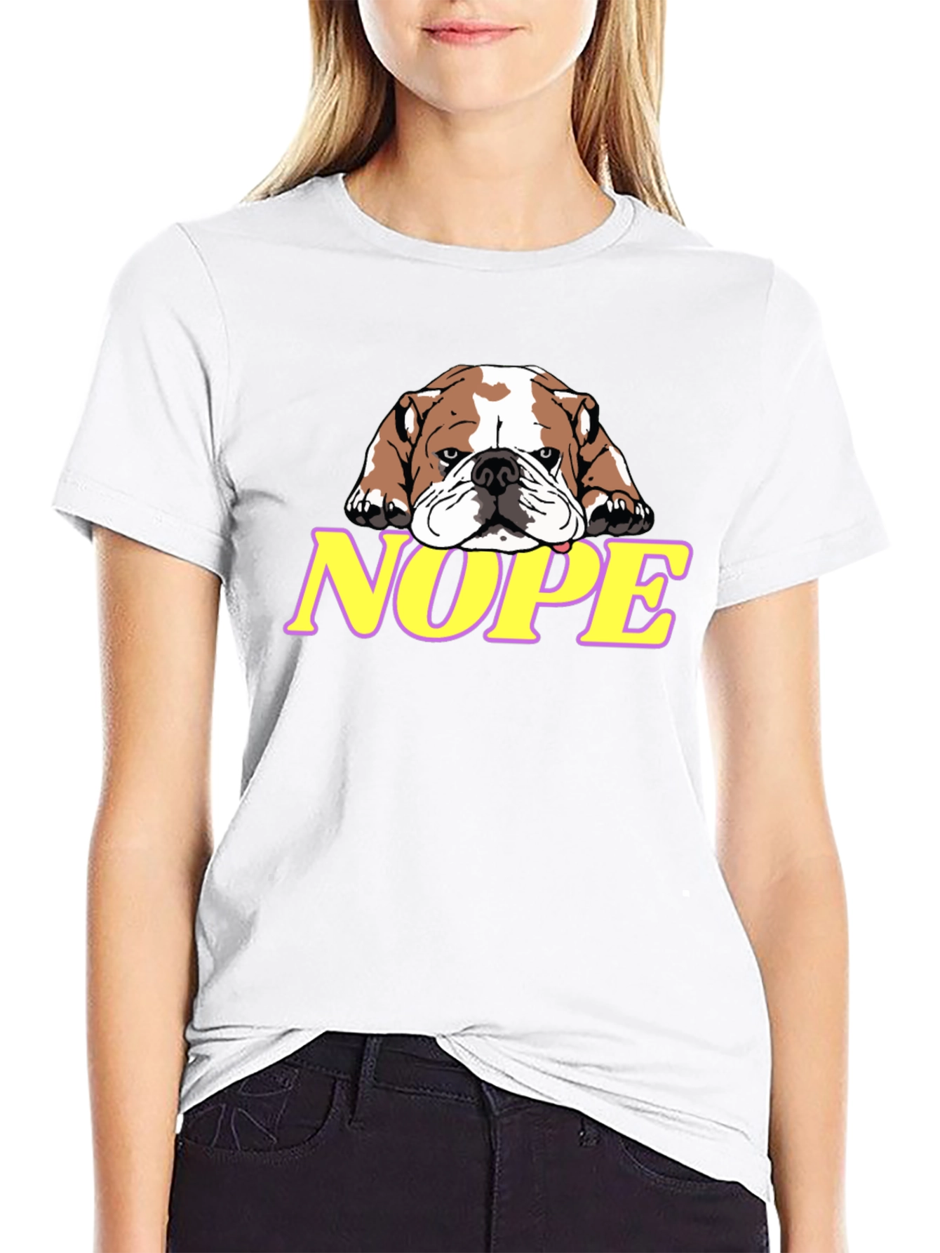 Black Nope Bulldog Graphic T-Shirt view 9