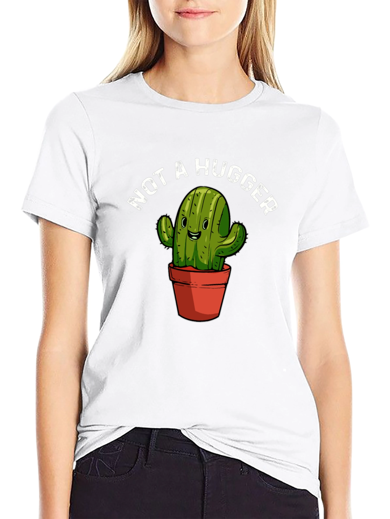Black Not A Hugger Cactus Graphic T-Shirt view 9