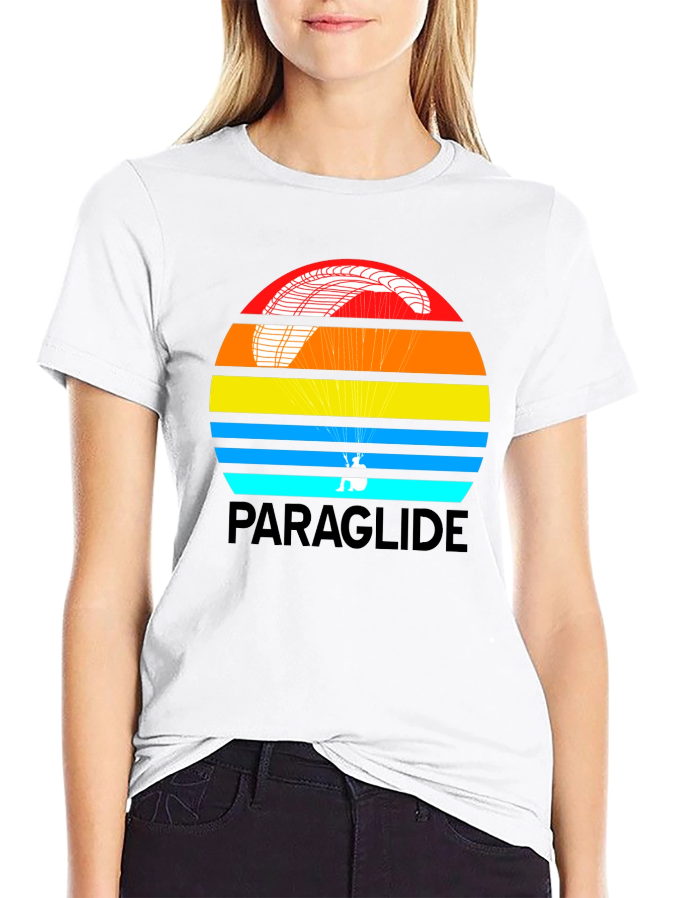 Black Paraglide Retro Style Graphic T-Shirt view 9