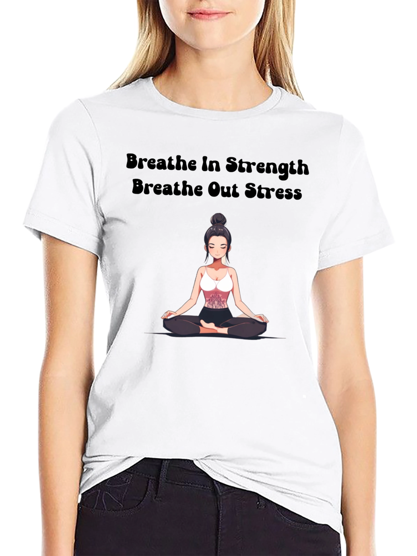 Black Breathe In Strength Graphic T-Shirt view 9