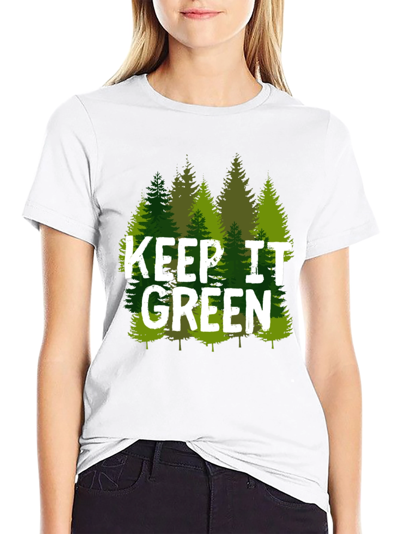 Black Keep It Green Nature Tree T-Shirt view 9