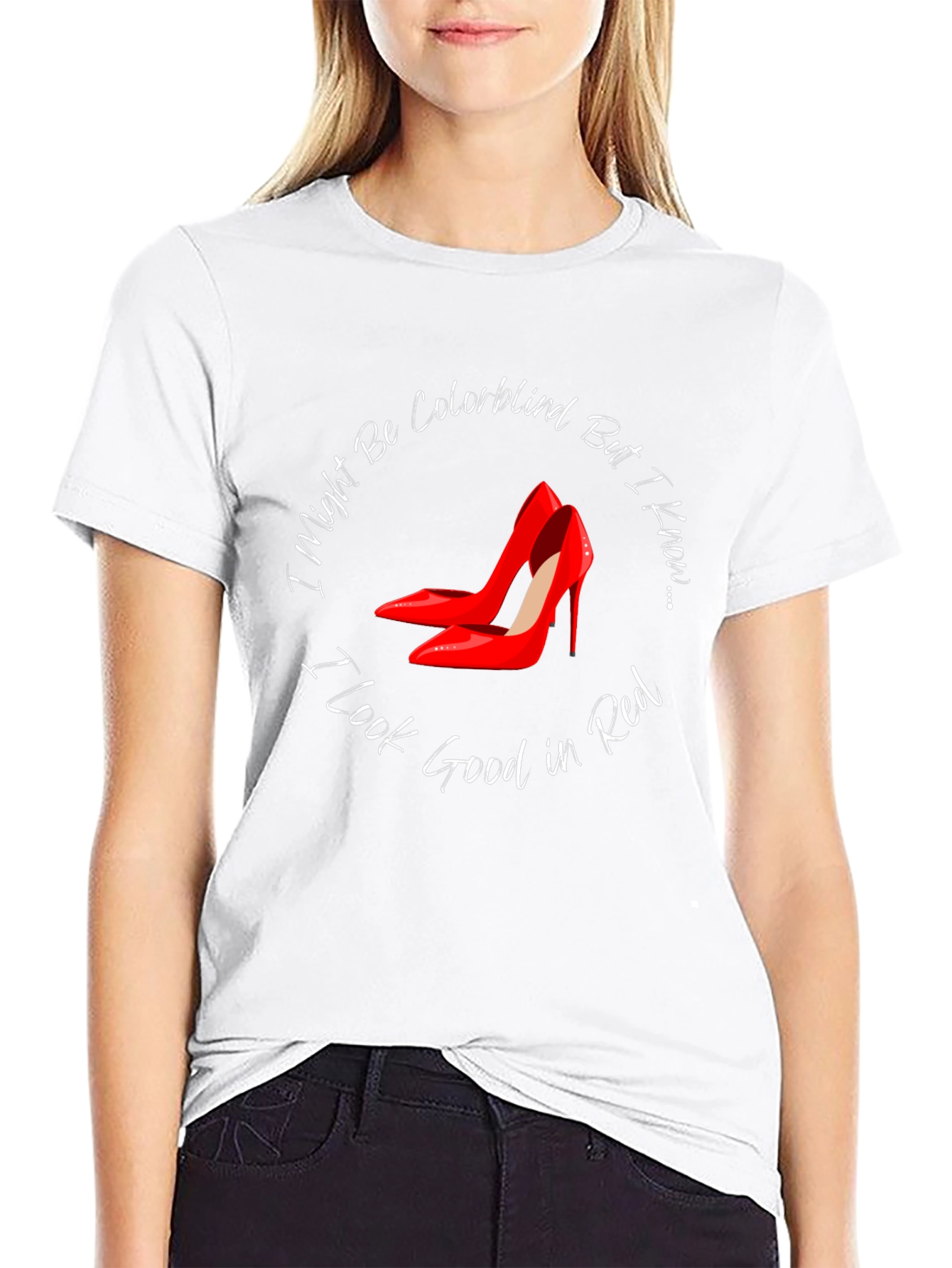 Black Red Heels T-Shirt - Funny Colorblindness Awareness Tee view 9