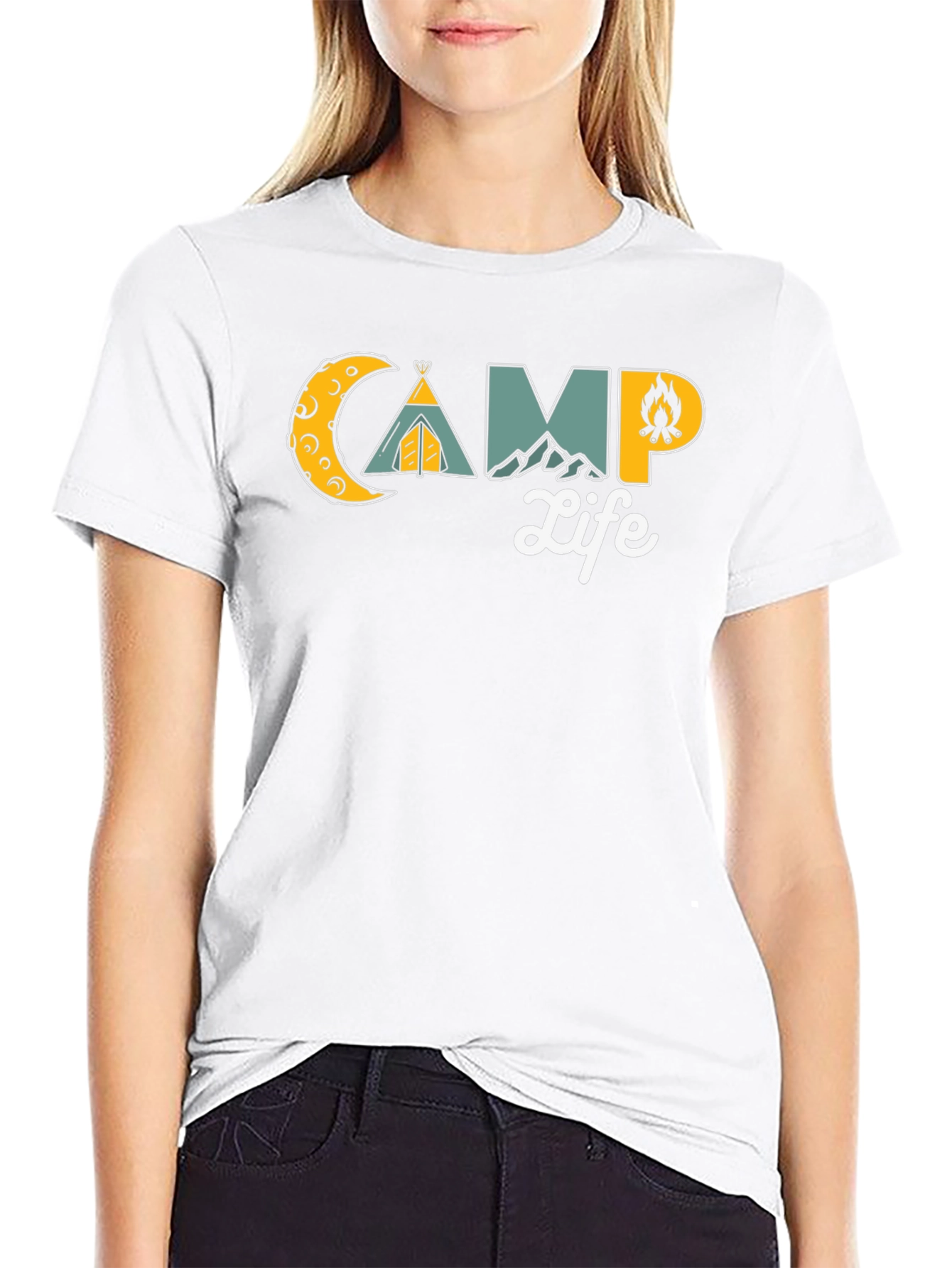 Black Camp Life Graphic T-Shirt - Black Casual Tee view 9