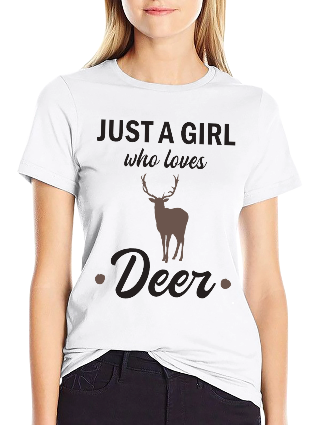 Black Just a Girl Who Loves Deer T-Shirt - Unisex view 9