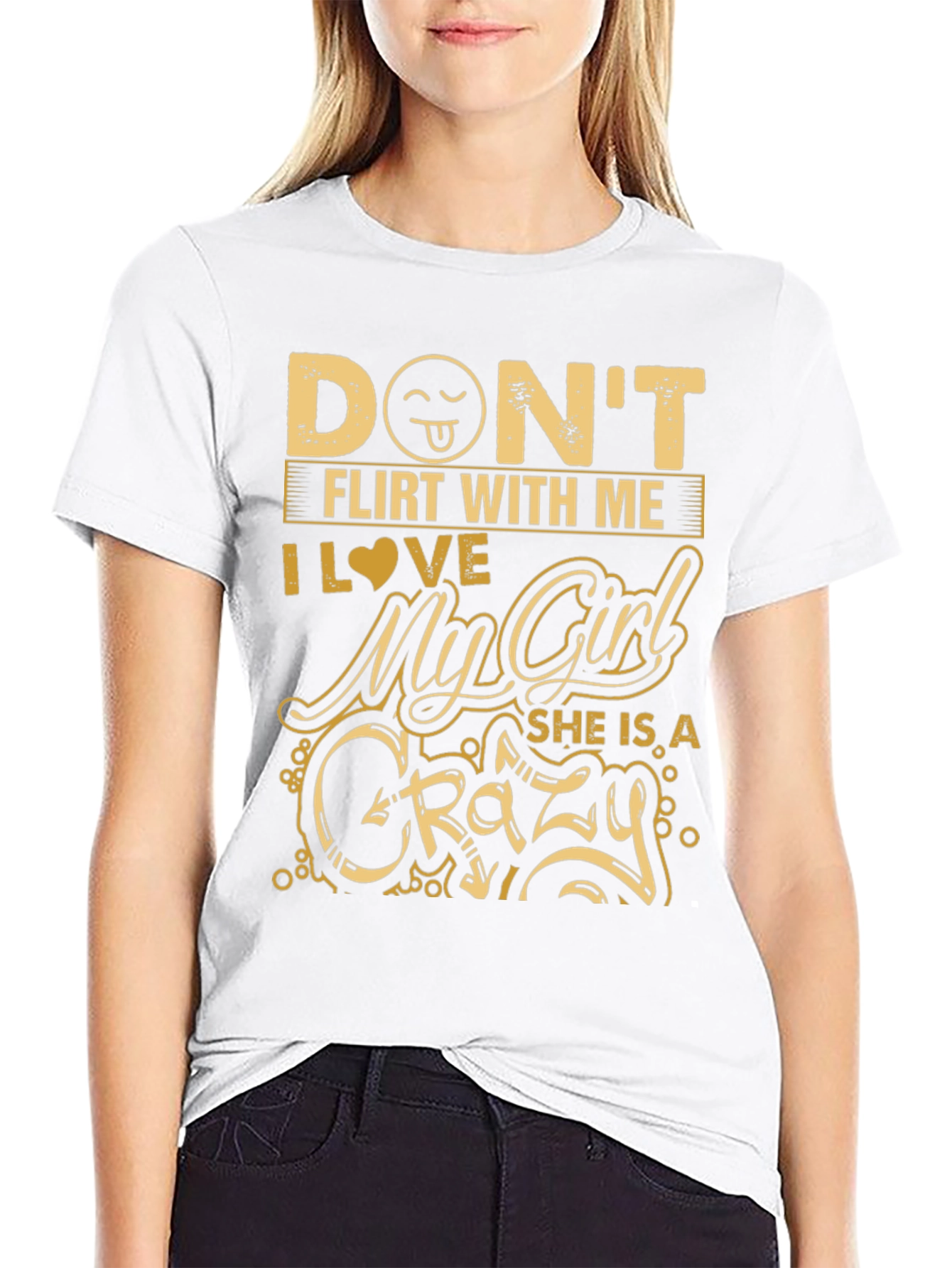 Black Don't Flirt With Me Crazy Girl T-Shirt view 9