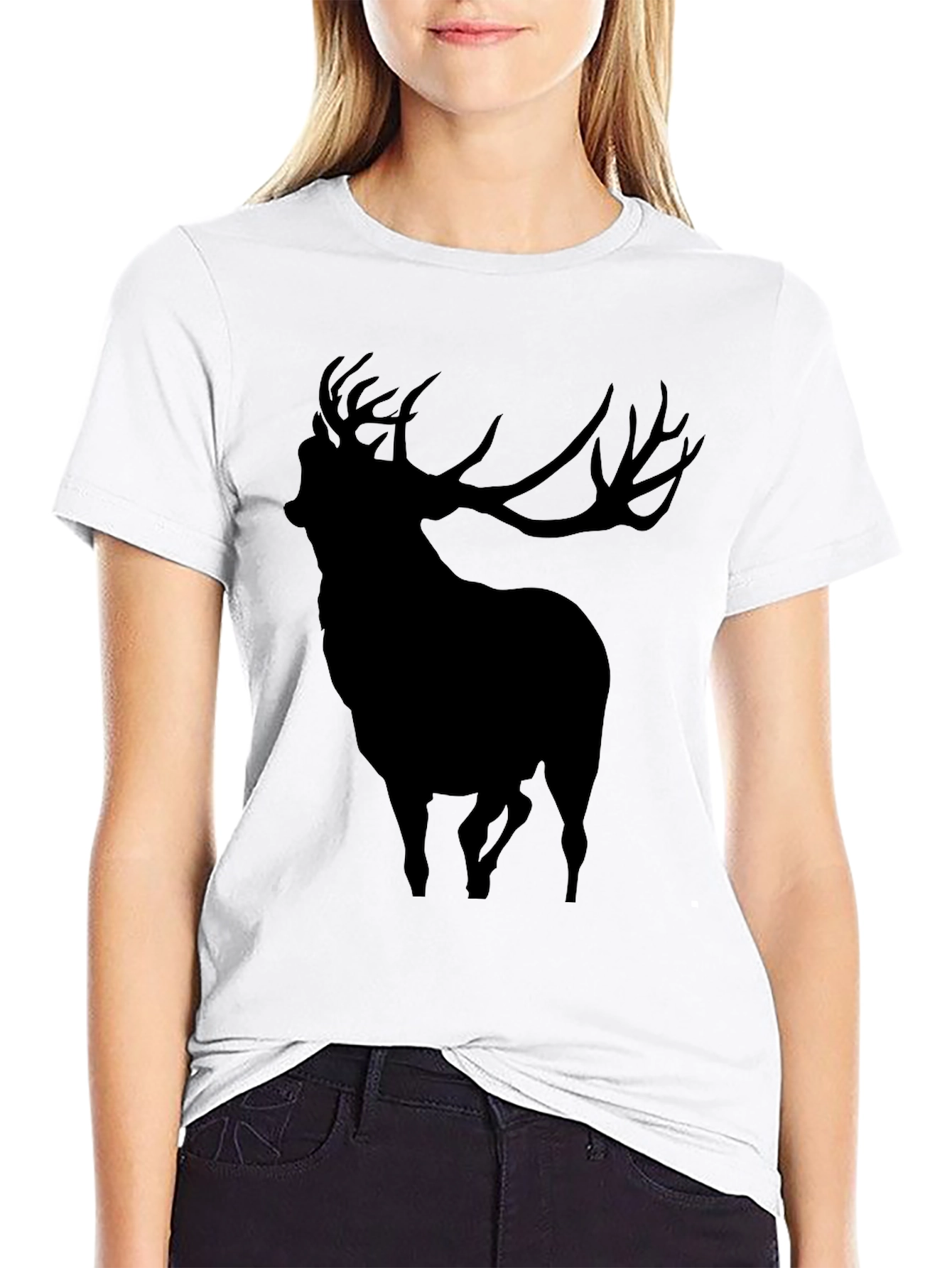 Black Men's Black Deer Graphic T-Shirt view 9