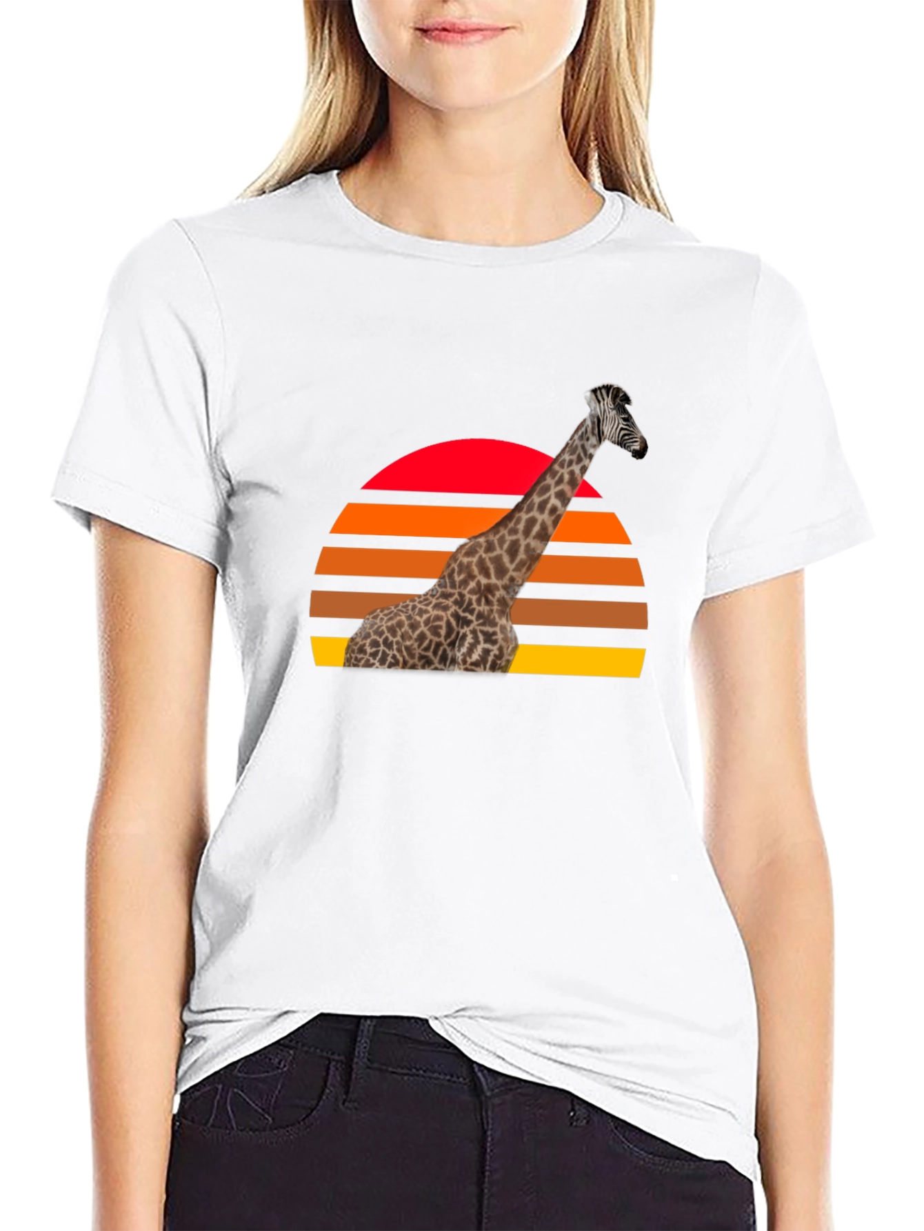 Black Giraffe Sunset Graphic Tee - Retro Style view 9