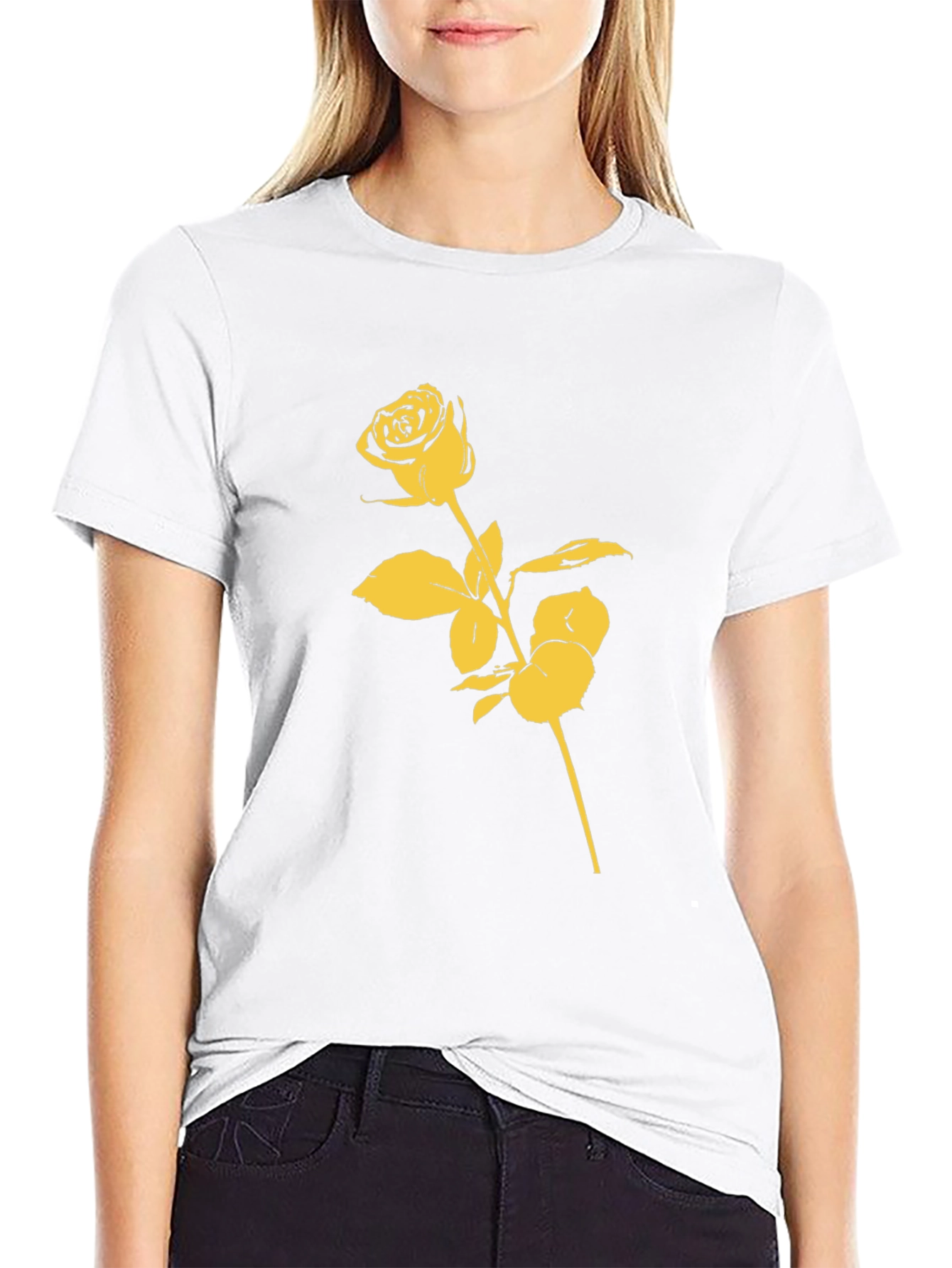 Black Black T-Shirt with Gold Rose Graphic view 9