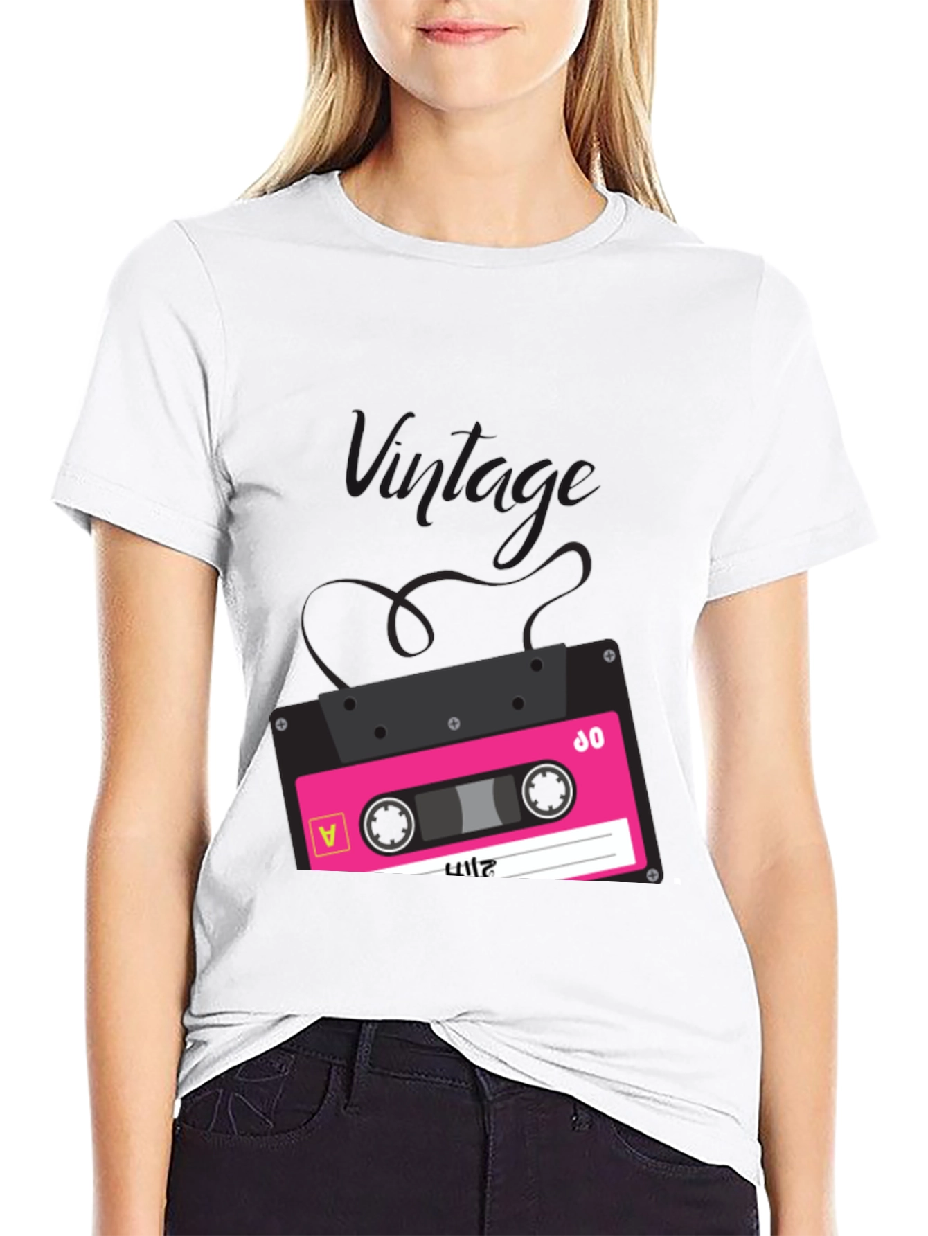 Retro Cassette Tape Graphic T-Shirt - Black - 9