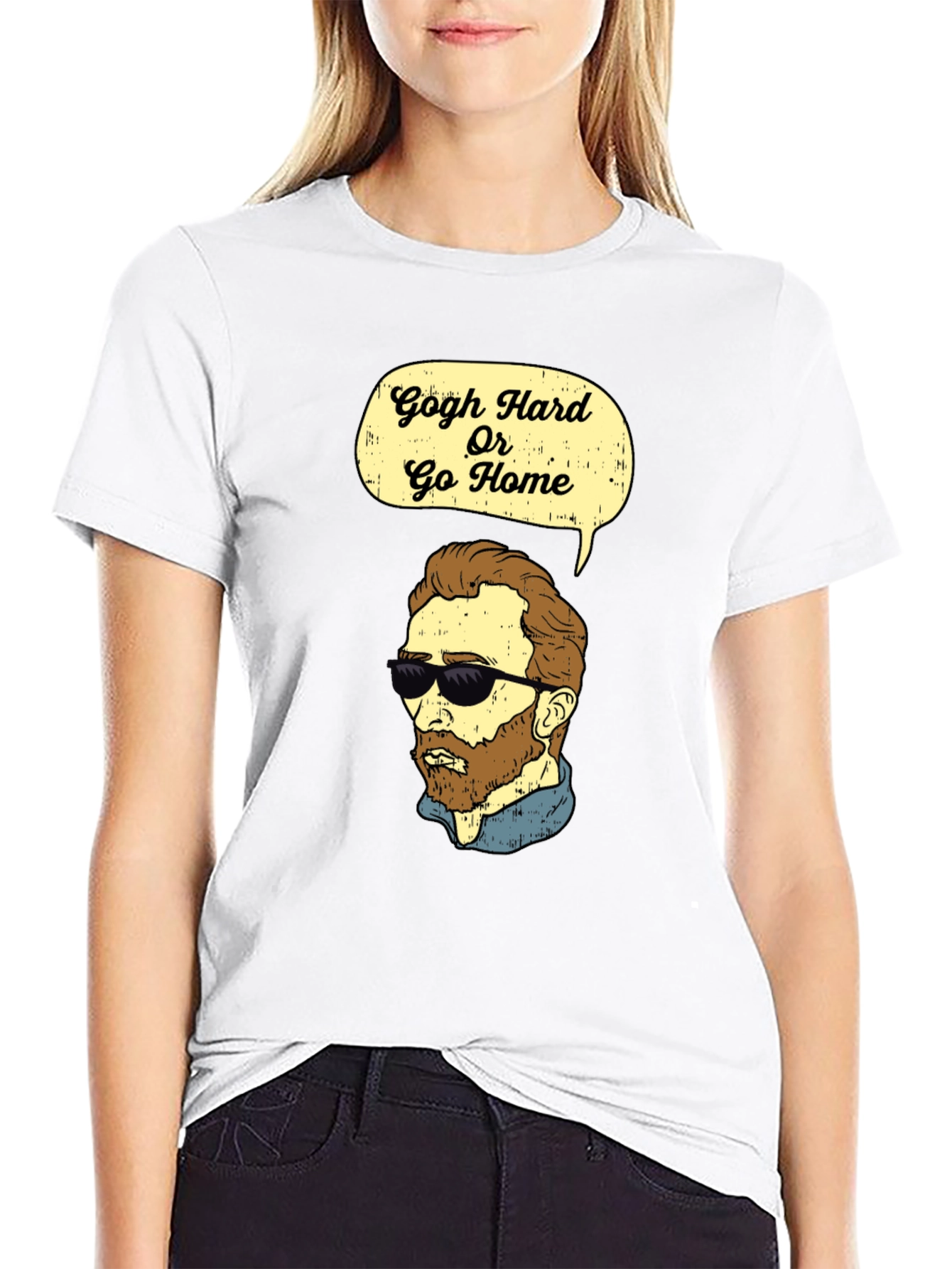 Black Gogh Hard Or Go Home Graphic T-Shirt view 9
