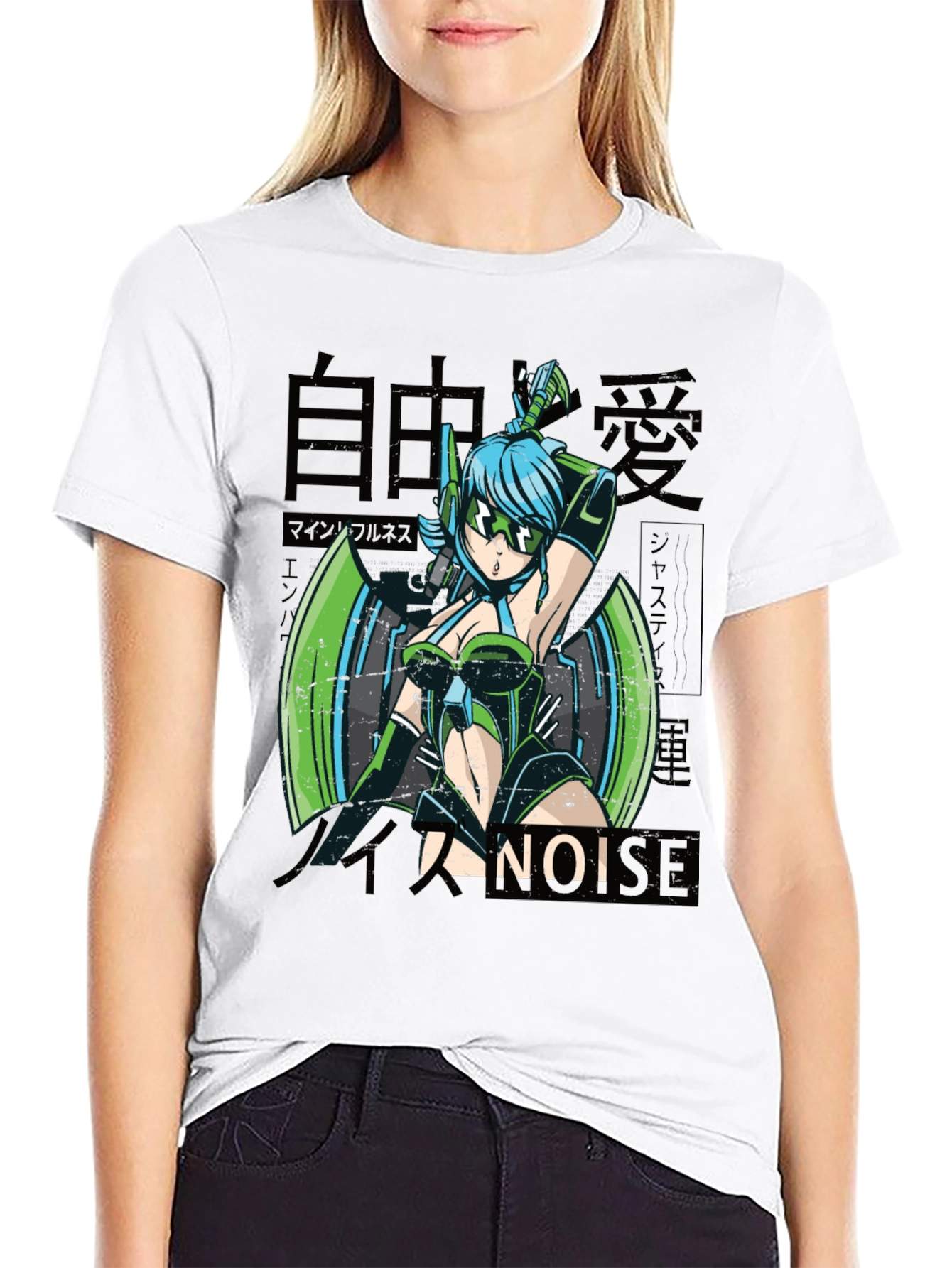 Black Anime Girl Graphic Tee - Cyberpunk Style view 9