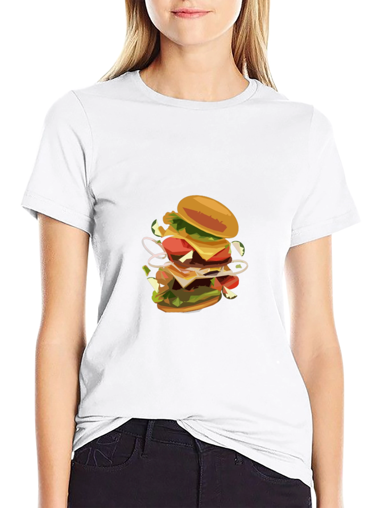 Black Burger Graphic Black T-Shirt view 9