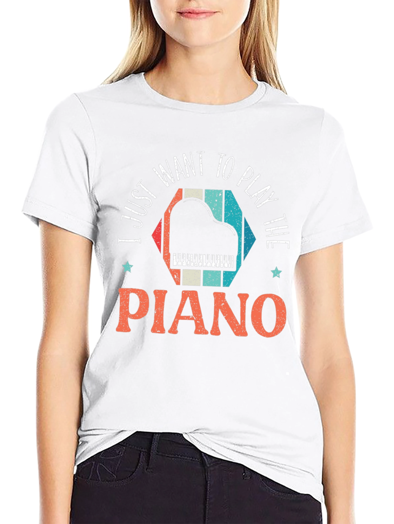 Black I Just Want To Play The Piano T-Shirt view 9