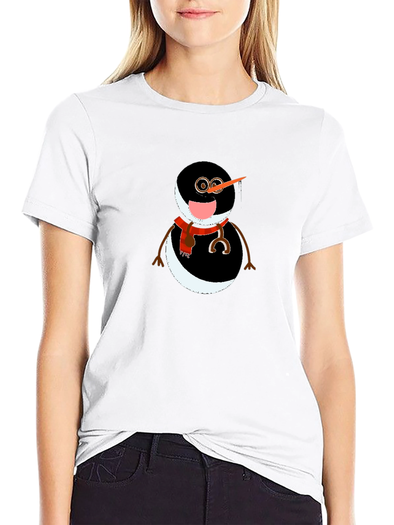 Black Snowman Graphic Tee - Unique Winter Style view 9