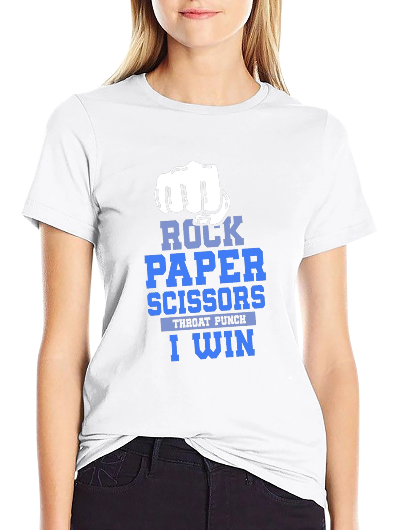 Black Rock Paper Scissors Throat Punch I Win T-Shirt view 9