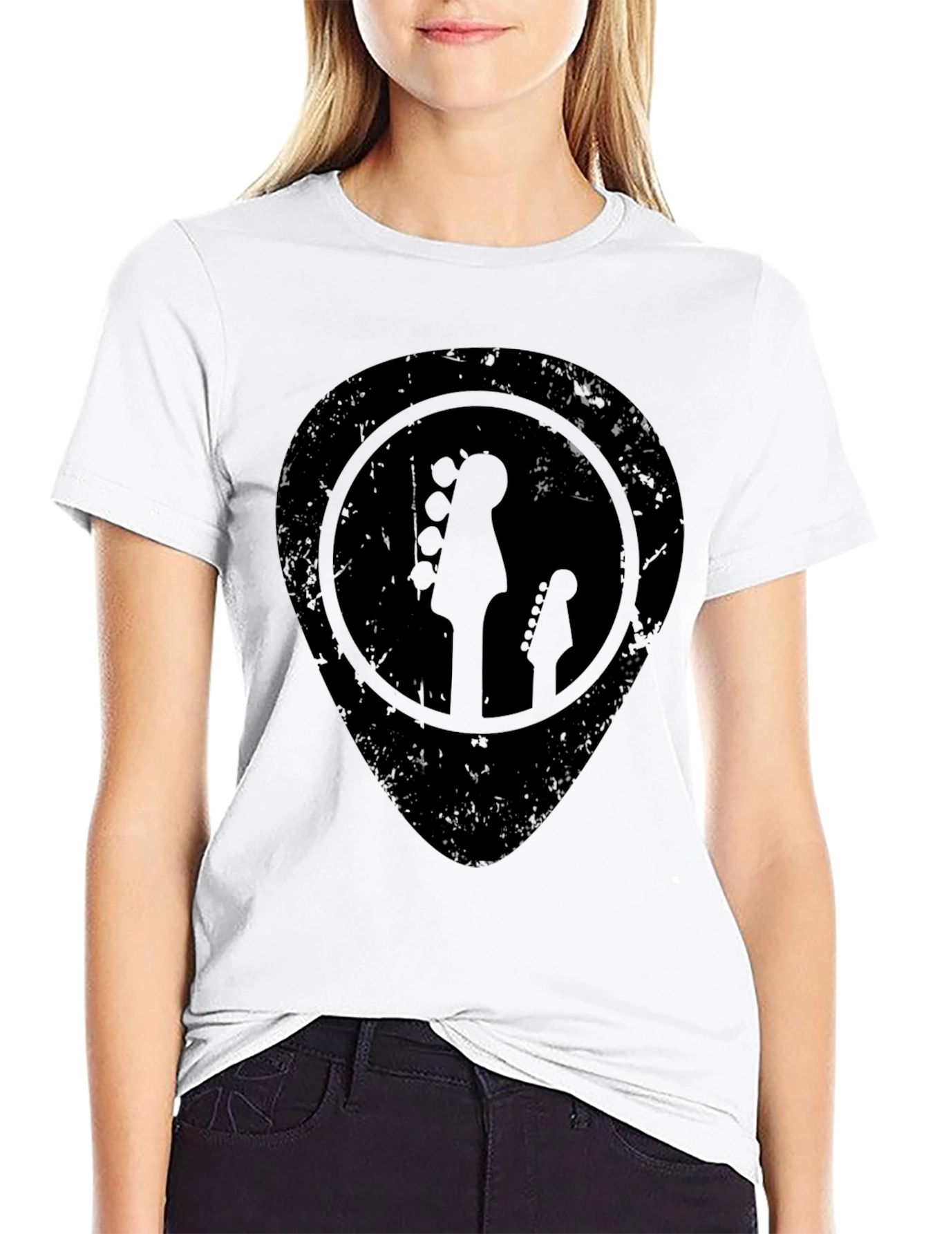 Black Guitar Pick T-Shirt - Rock and Roll Tee view 9