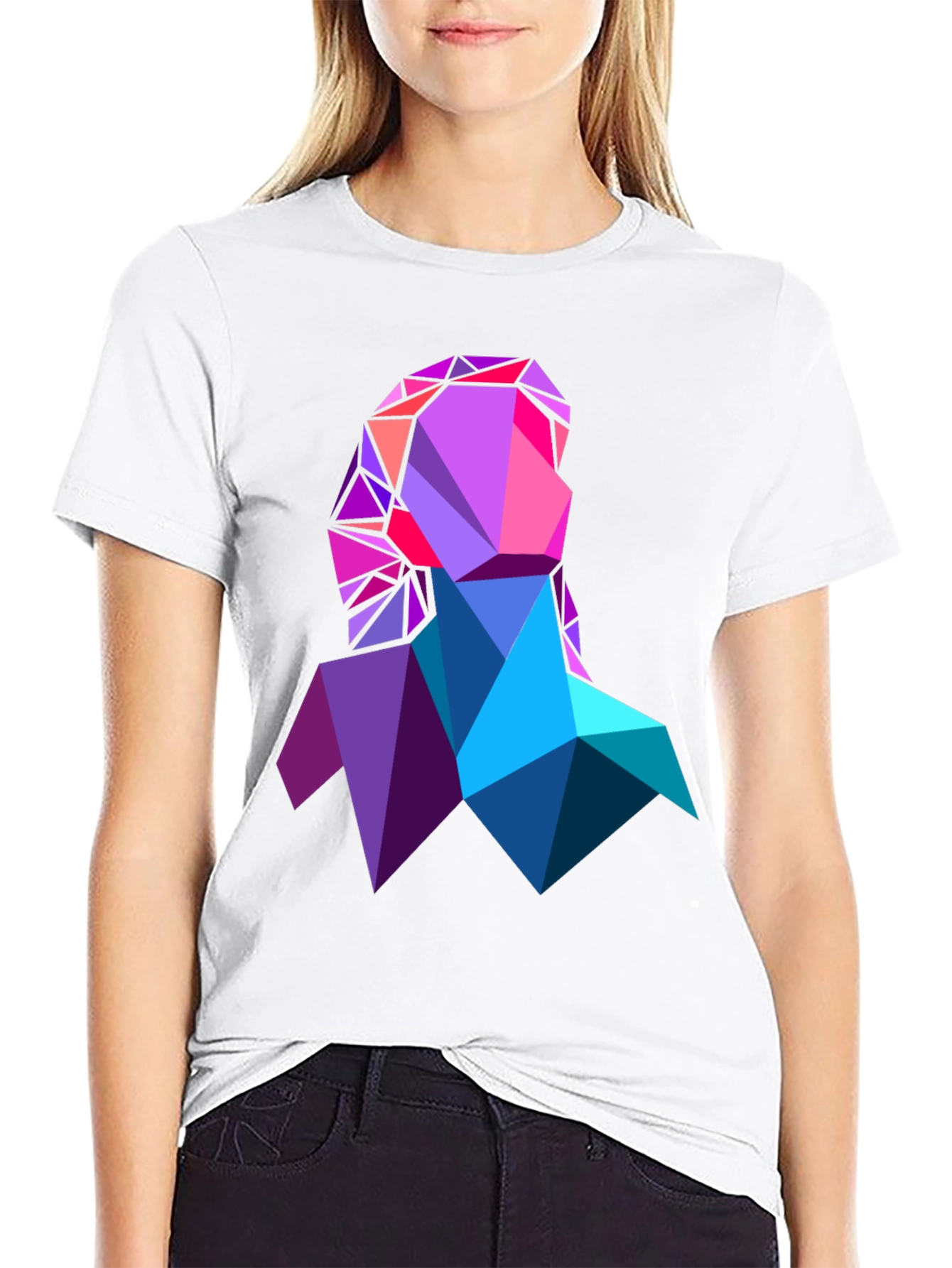 Geometric Portrait Graphic Tee - Modern Art Style Shirt - 9