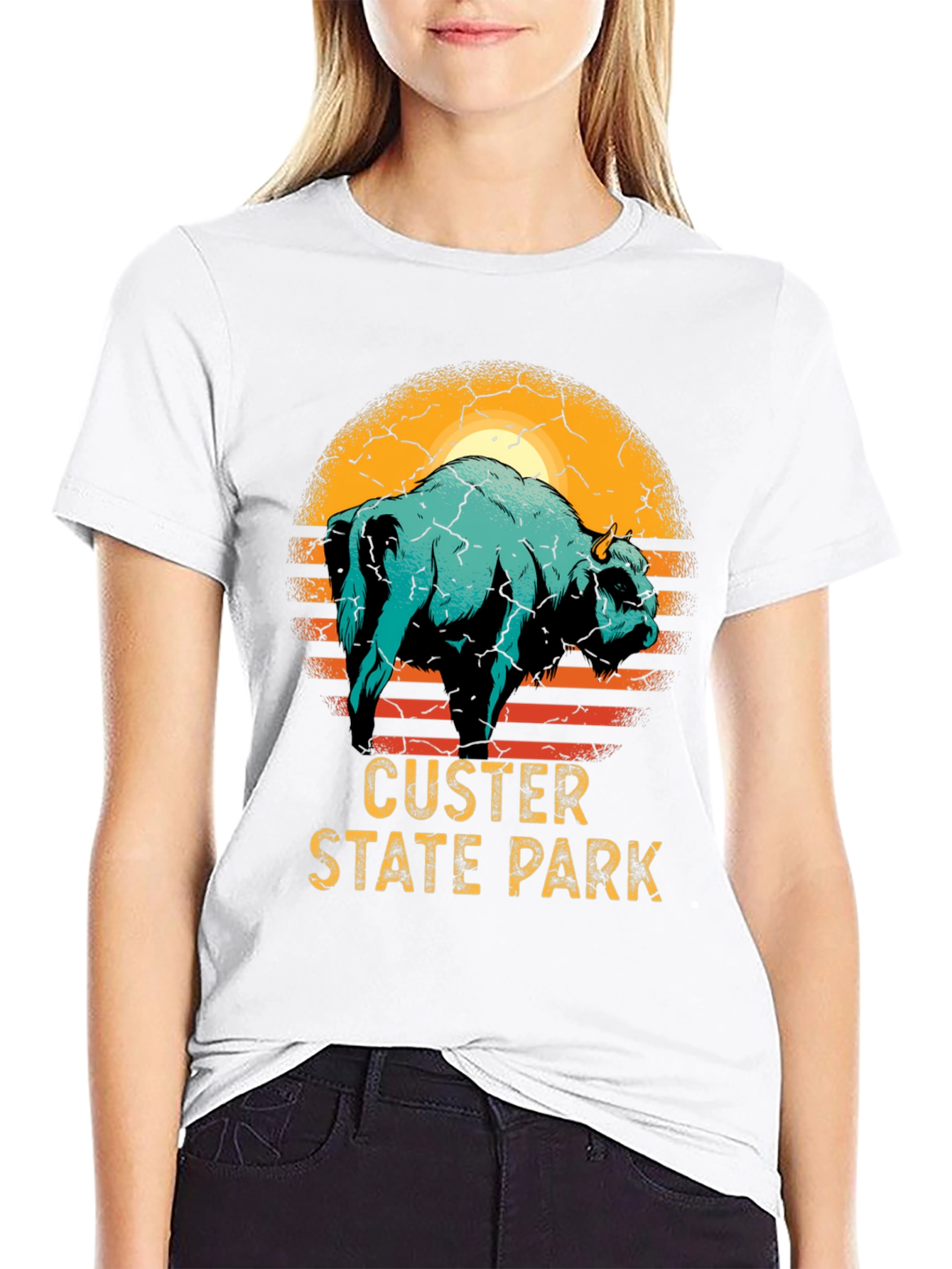 Black Custer State Park Bison Graphic T-Shirt view 9
