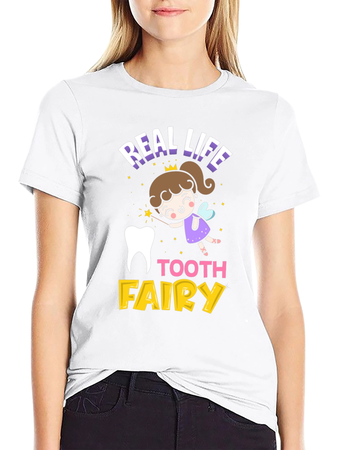 Black Real Life Tooth Fairy Graphic Tee view 9