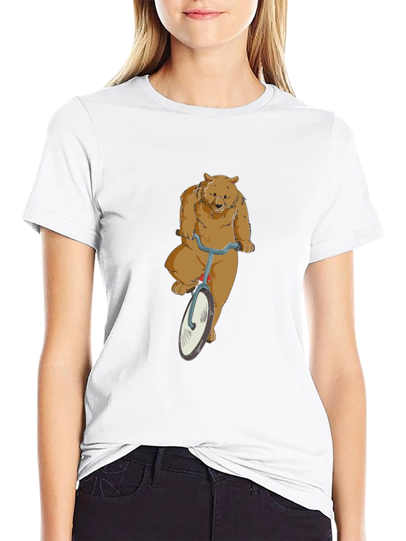 Black Bear on a Bike Graphic T-Shirt view 9