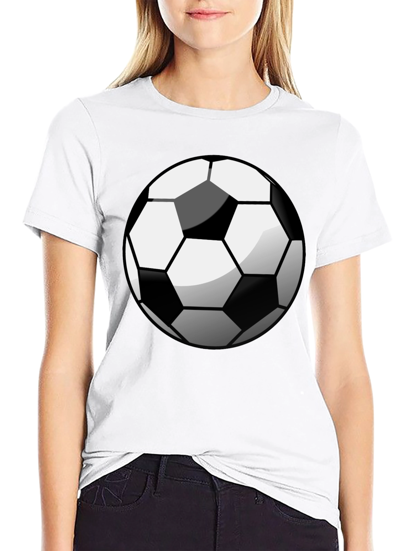 Black Soccer Ball Graphic Tee - Black Cotton T-Shirt view 9
