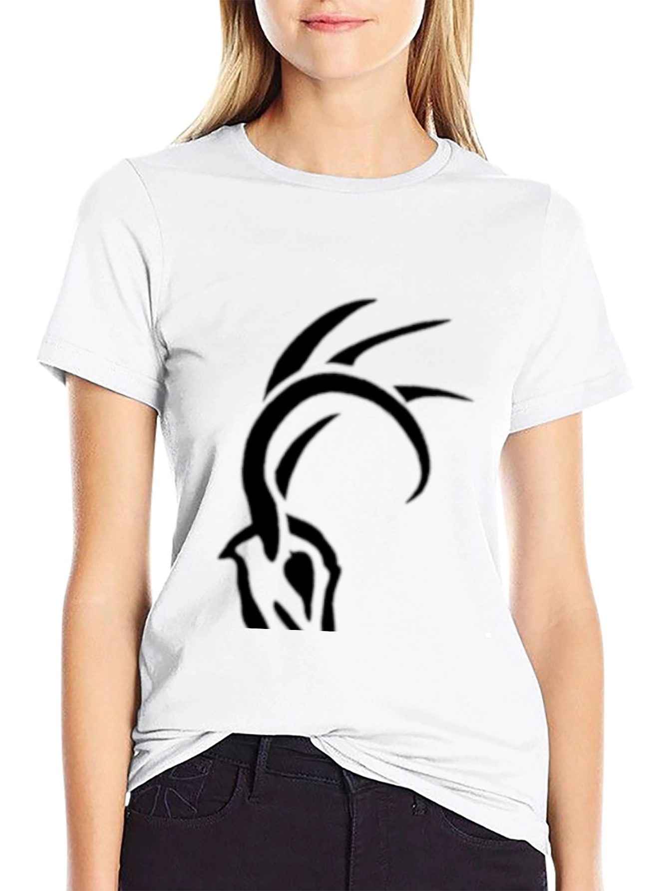Black Black T-Shirt with Abstract Graphic Print view 9
