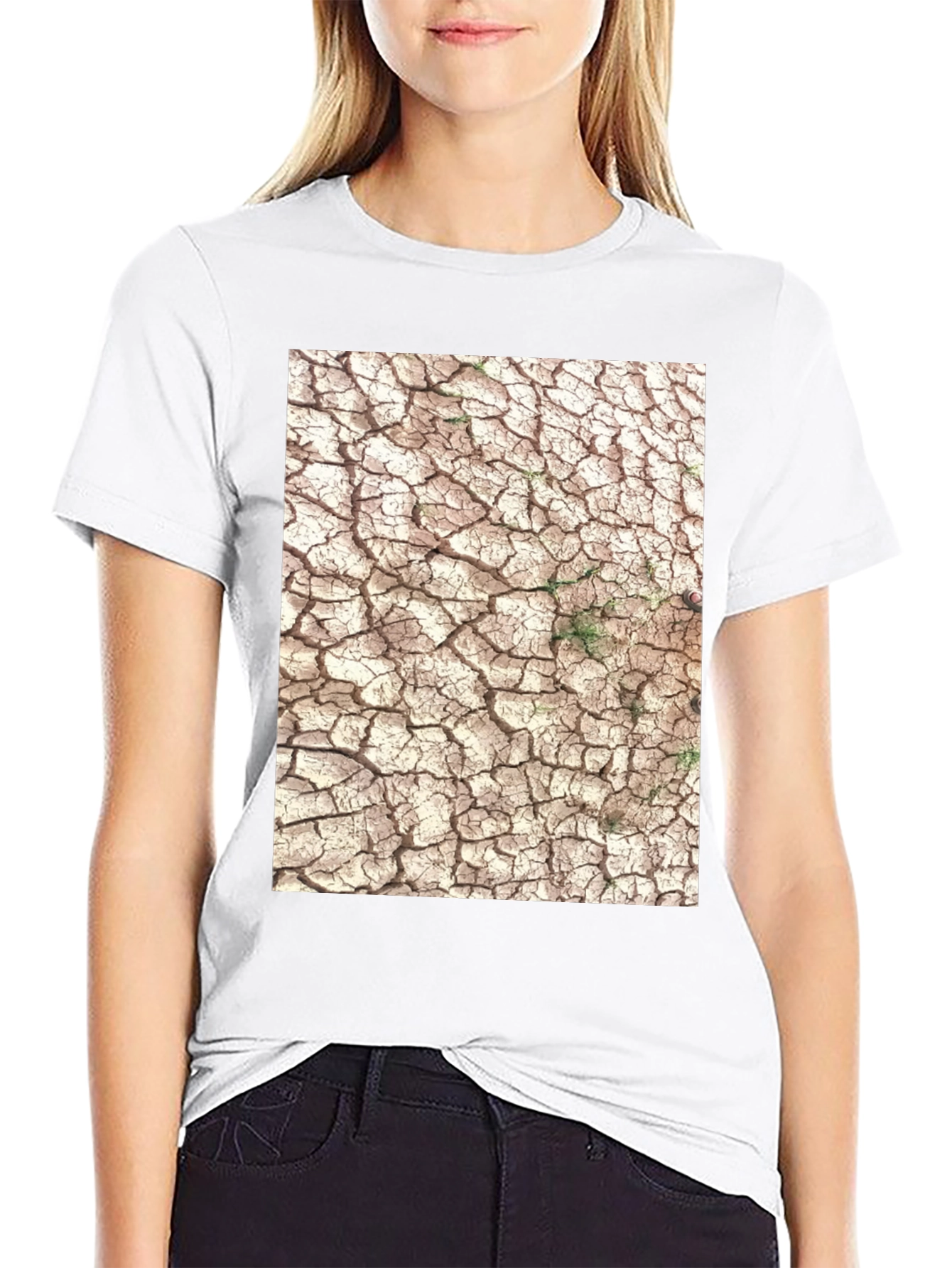 Black Cracked Earth Graphic Tee - Modern Black T-Shirt view 9