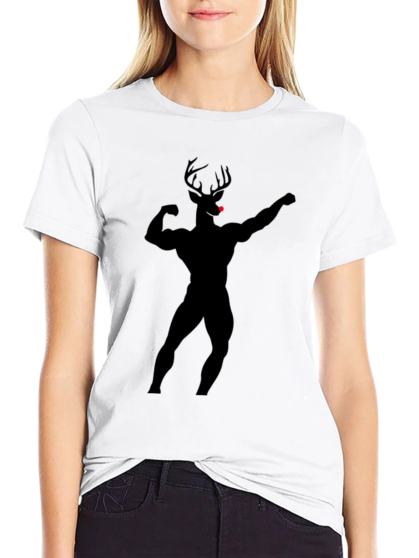 Black Rudolph Gains T-Shirt: Buff Deer Design view 9