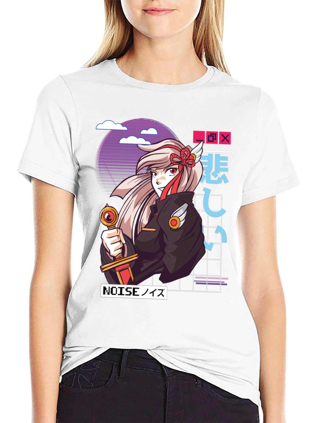 Black Anime Girl Graphic T-Shirt - Black view 9