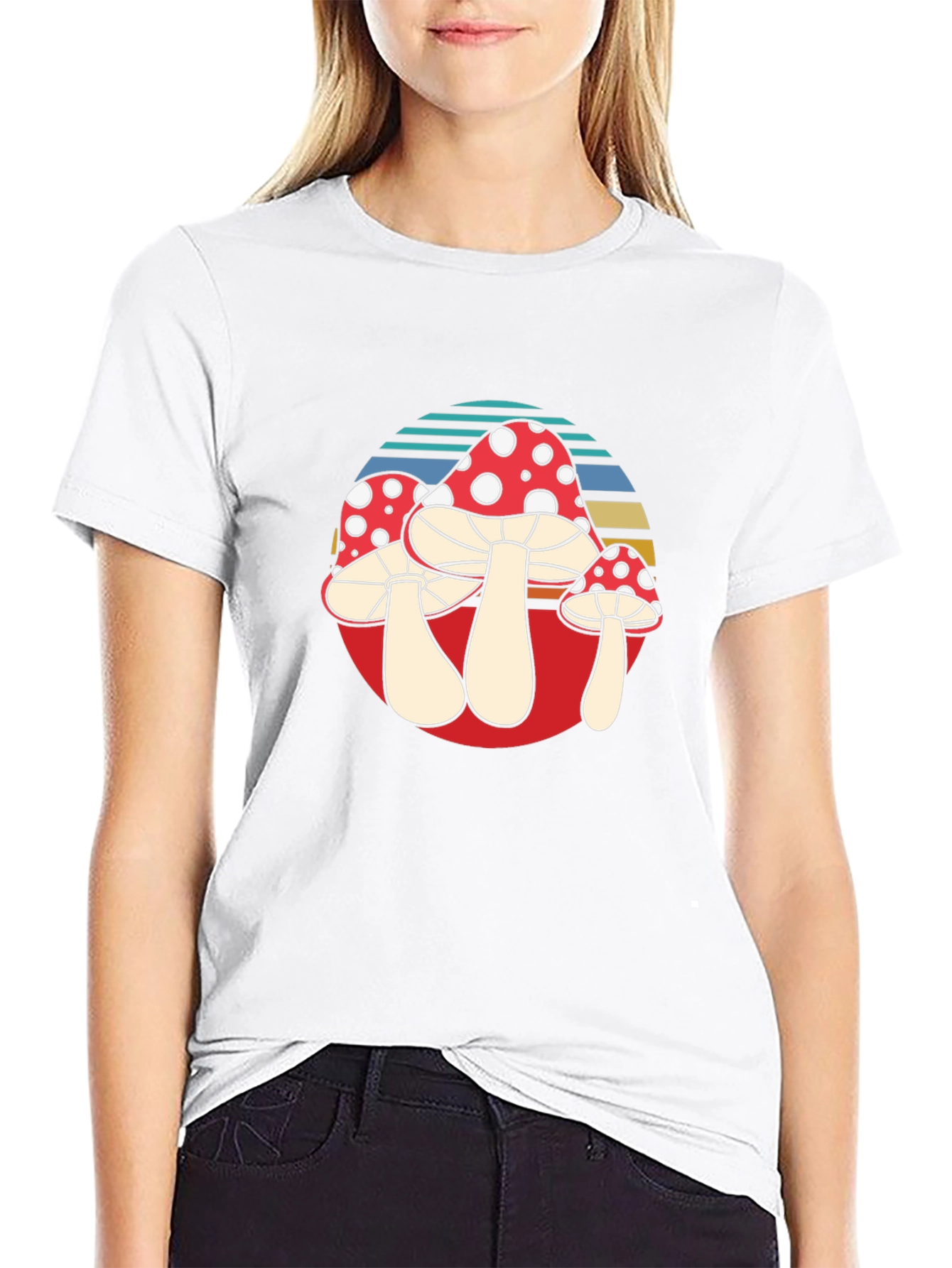 Black Retro Mushroom T-Shirt view 9