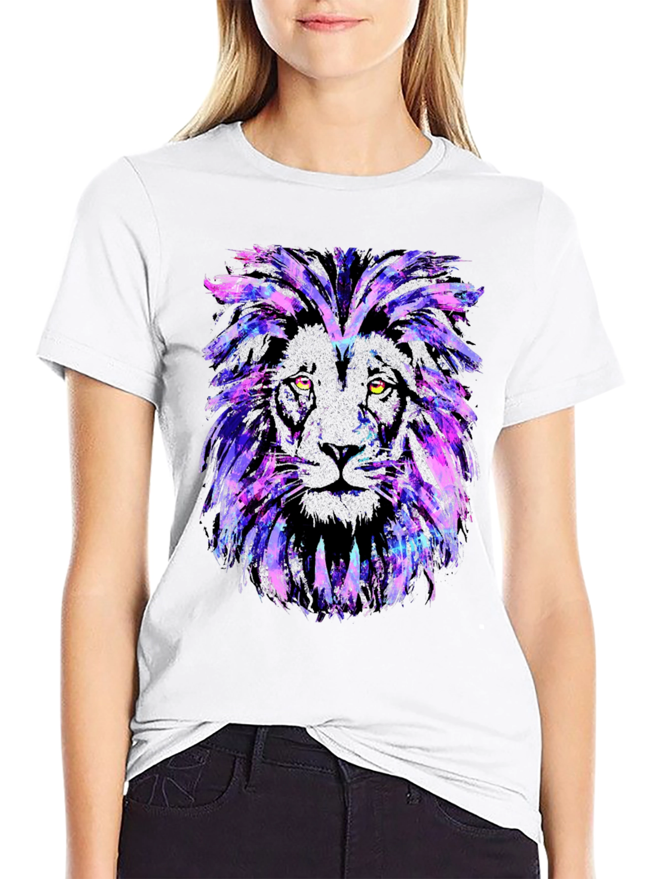 Black Galaxy Lion Graphic Tee - Stylish Men's Black T-Shirt view 9