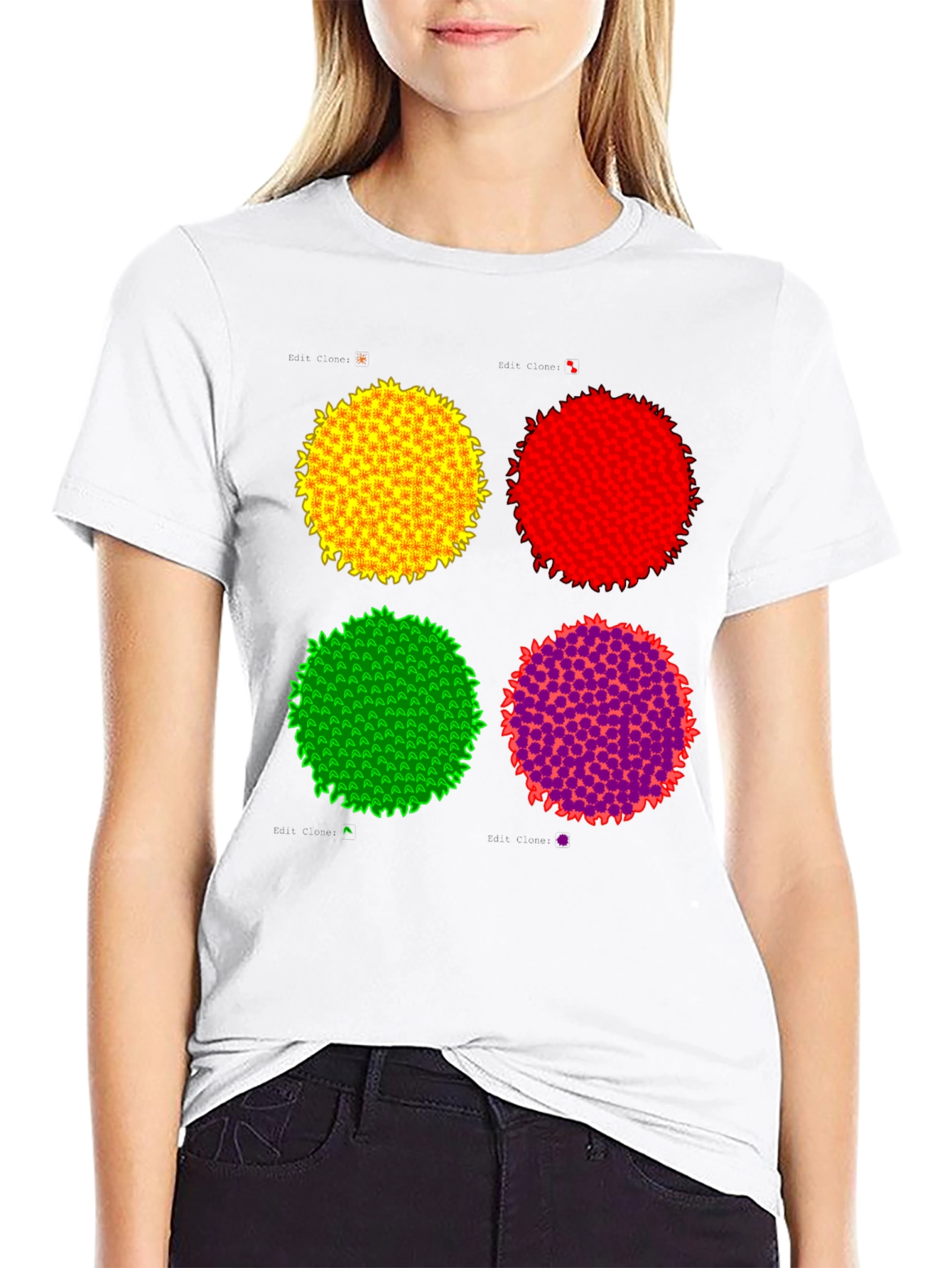 Black Abstract Circle Graphic Print Black Tee view 9