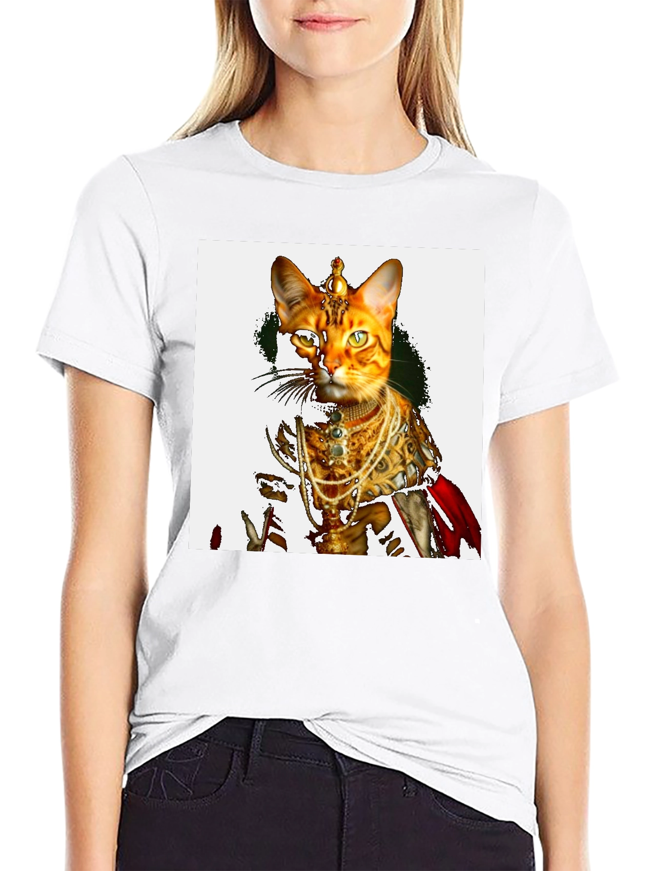 Black Royal Cat T-Shirt - Unique Graphic Tee view 9