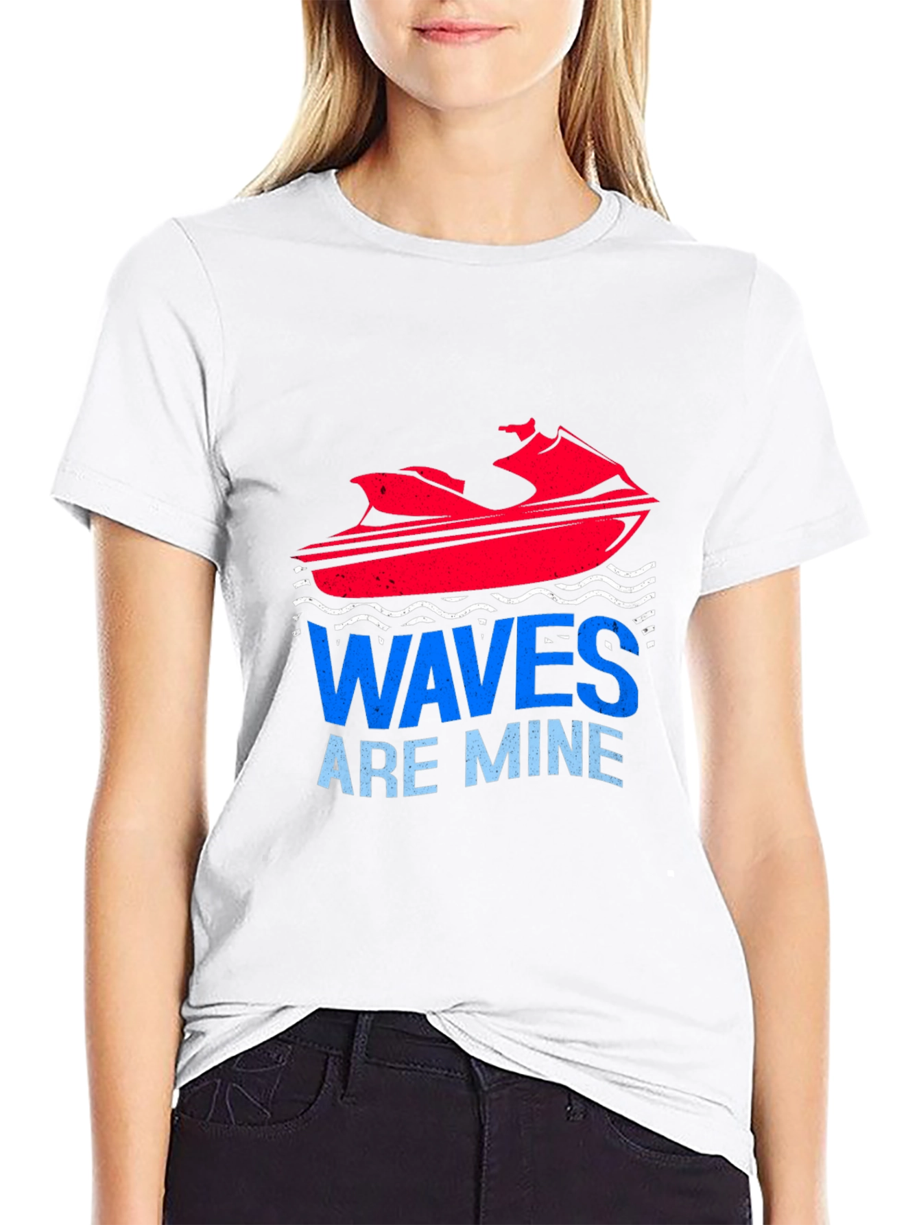 Black Waves Are Mine Graphic Tee - Jet Ski T-Shirt view 9