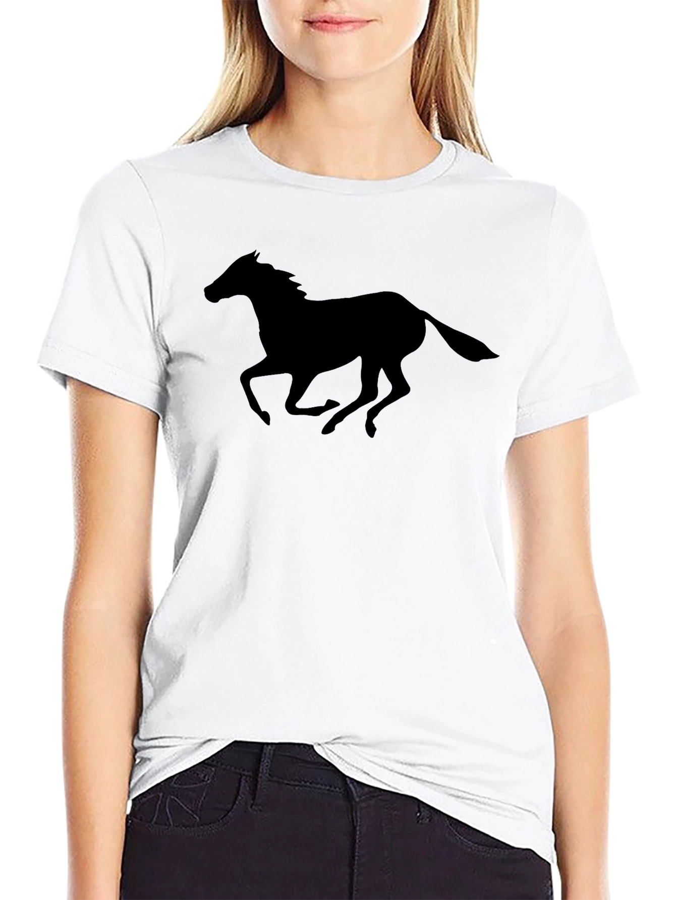 Black Black Horse Silhouette Graphic Tee - Unisex view 9