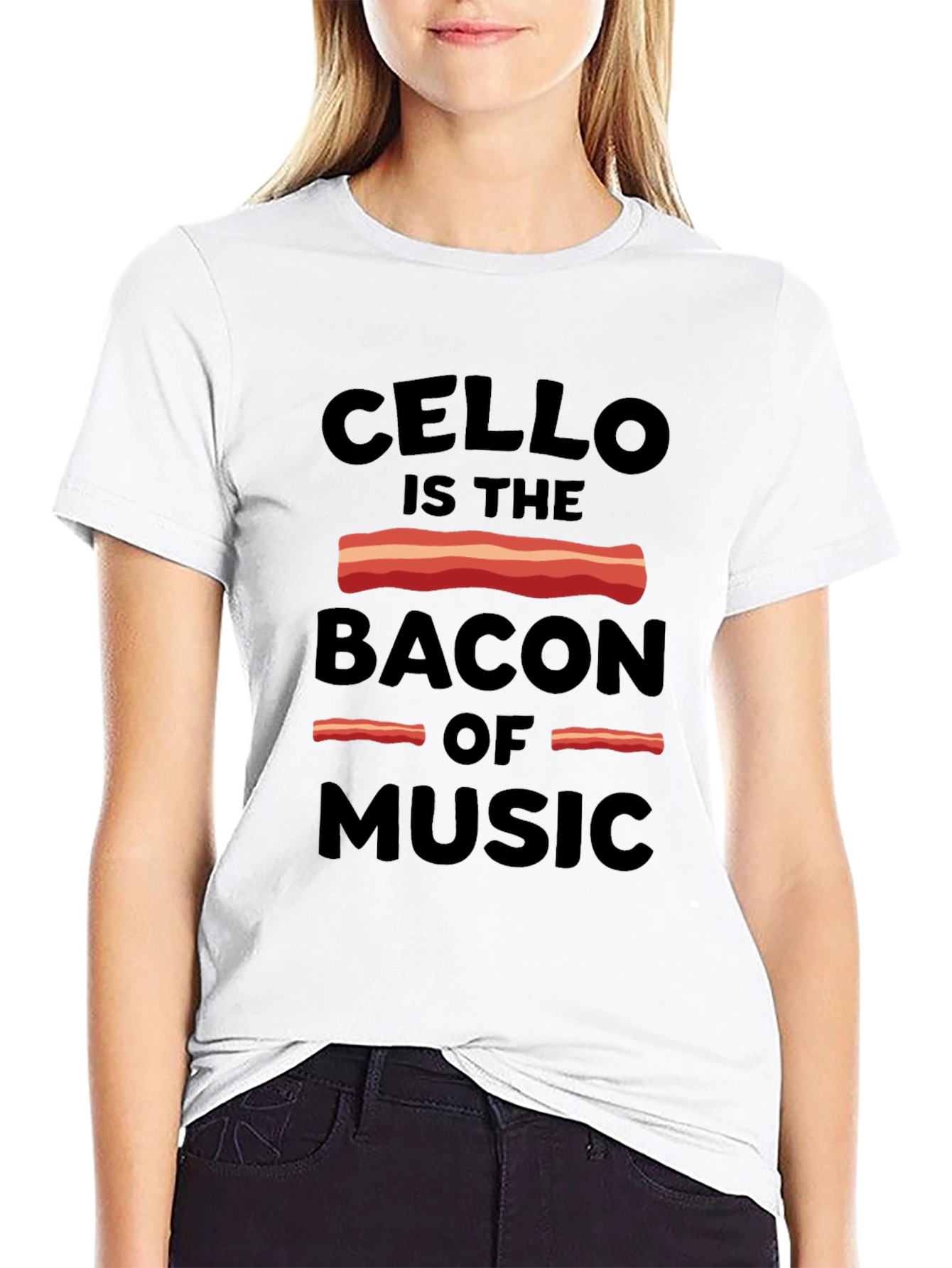 Black Cello is the Bacon of Music Graphic Tee view 9