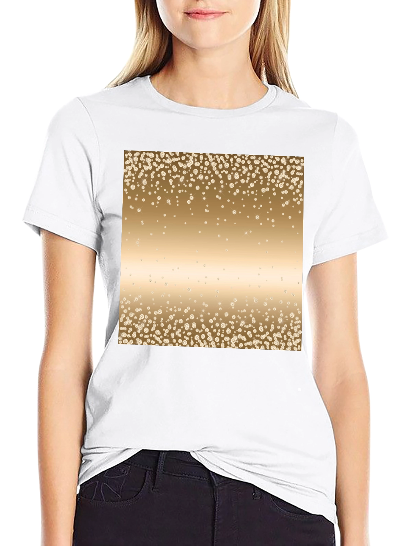 Black Men's Black Tee with Gold Confetti Print view 9