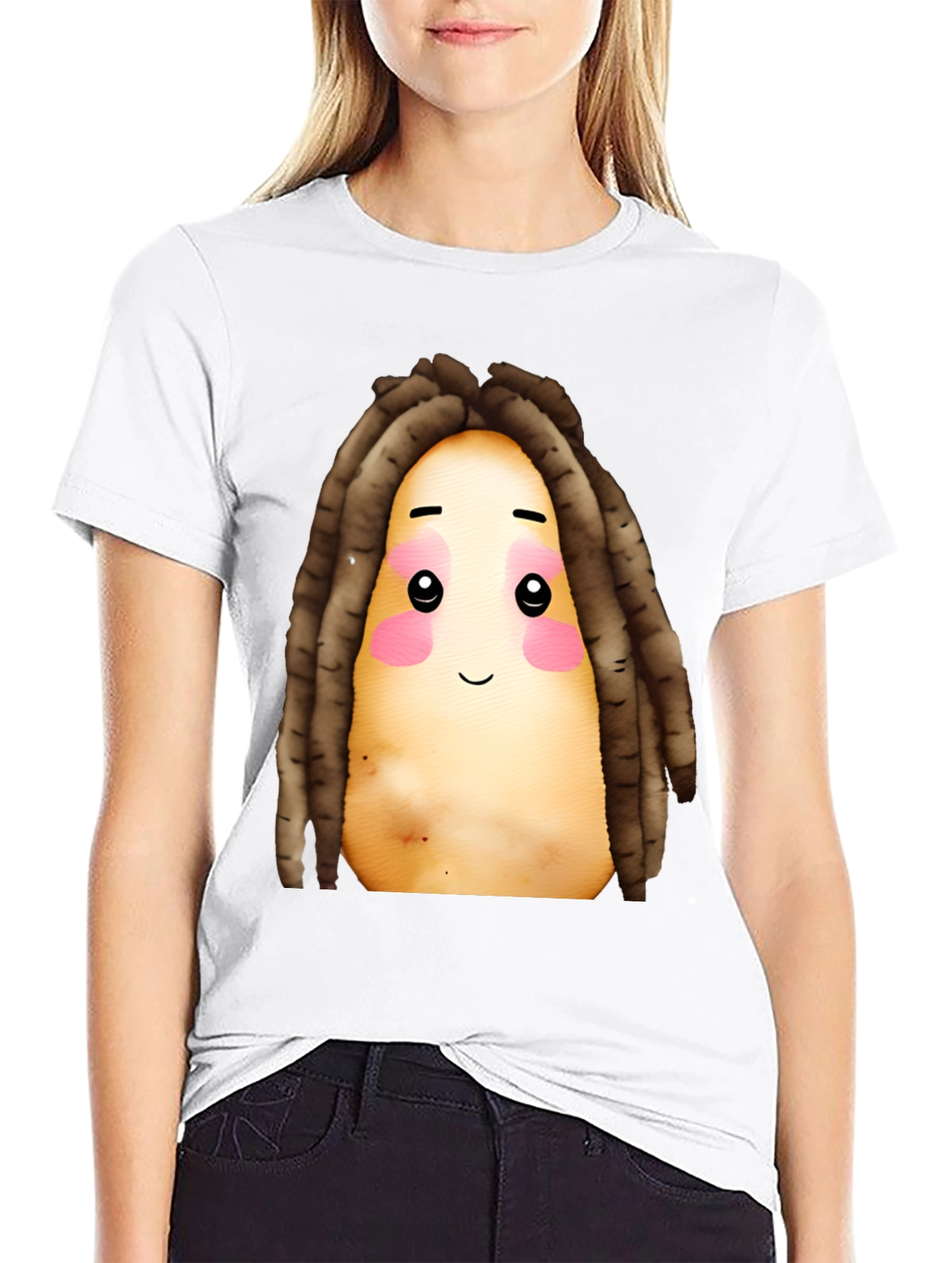 Black Potato Dreadlocks Graphic T-Shirt view 9