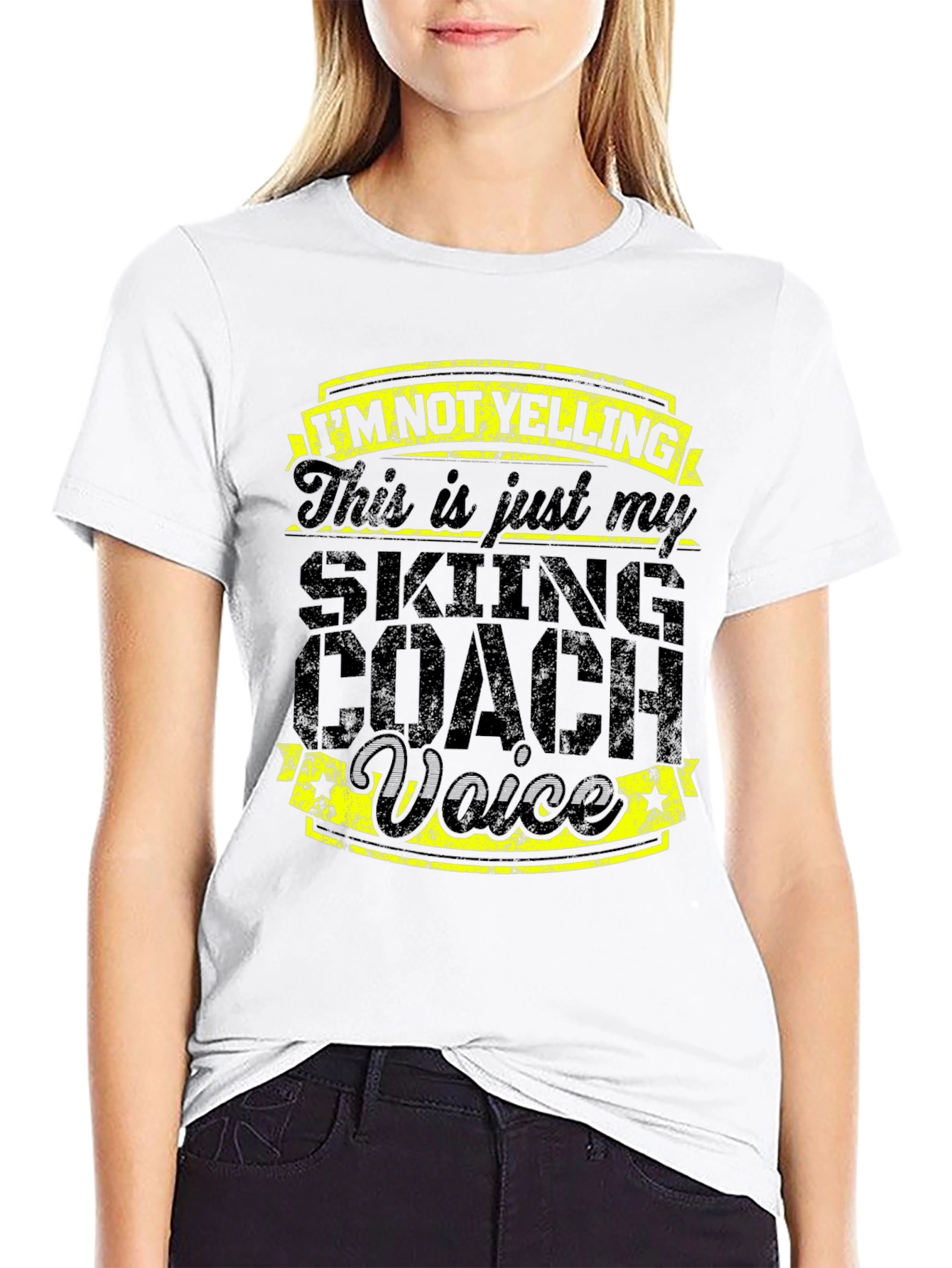 Black Skiing Coach Voice T-Shirt - Funny Ski Apparel view 9