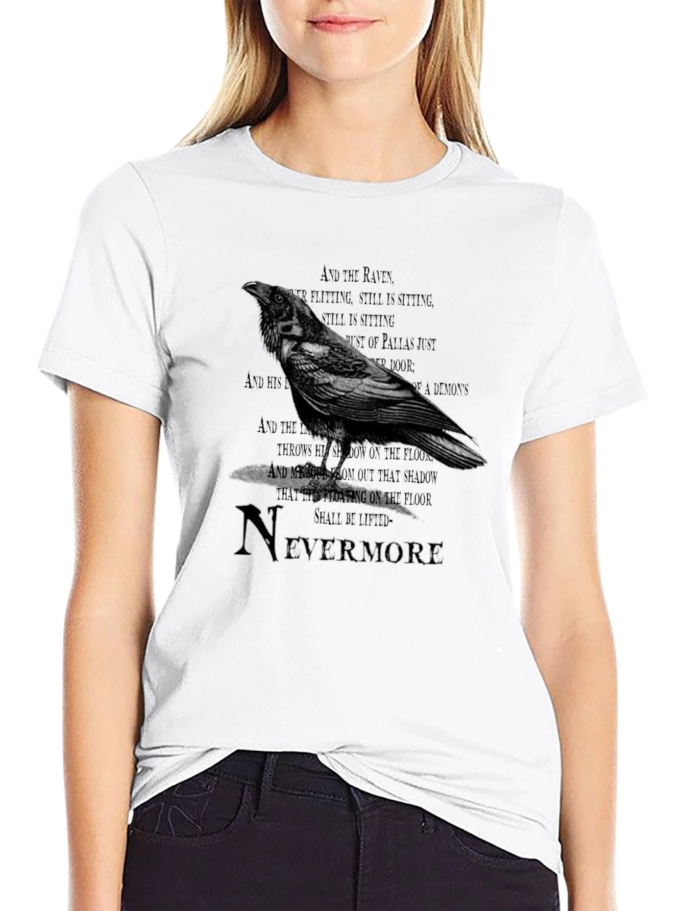 Black Raven Nevermore Graphic T-Shirt - Edgar Allan Poe Inspired view 9